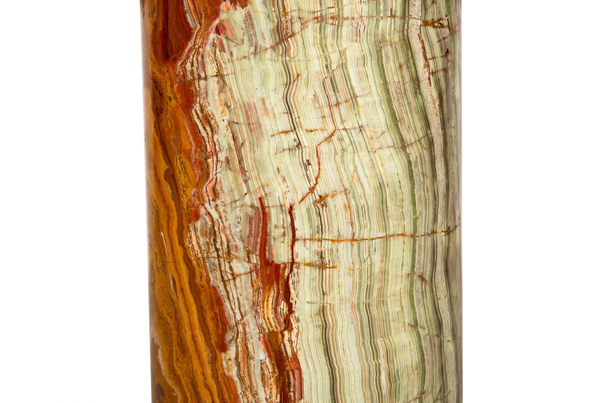 Modernist Polished Green Onyx Pedestal Column for Sculpture For Sale 8