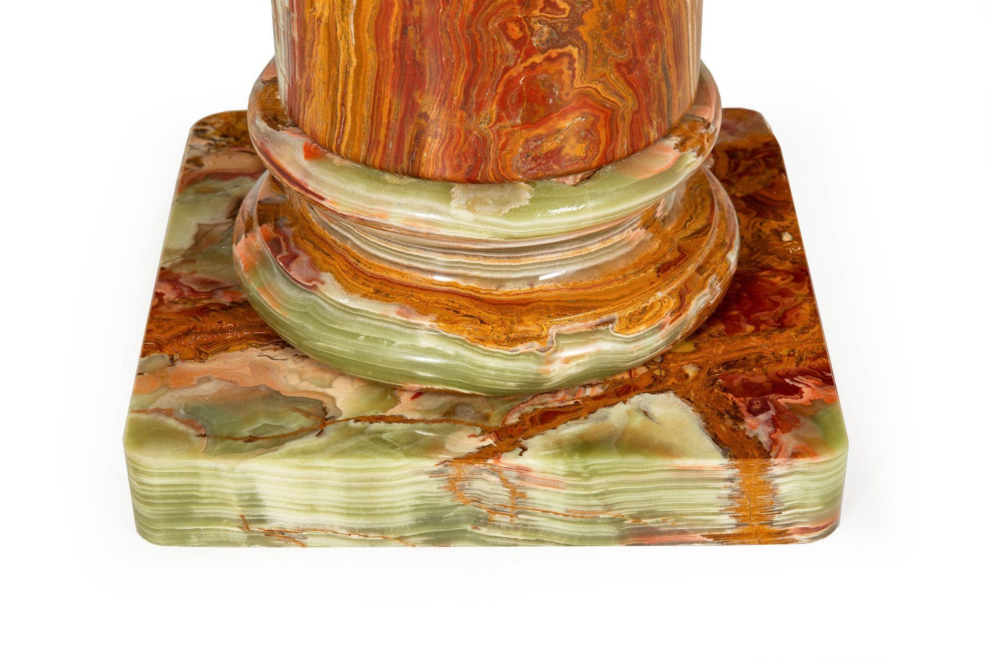 Modernist Polished Green Onyx Pedestal Column for Sculpture For Sale 10