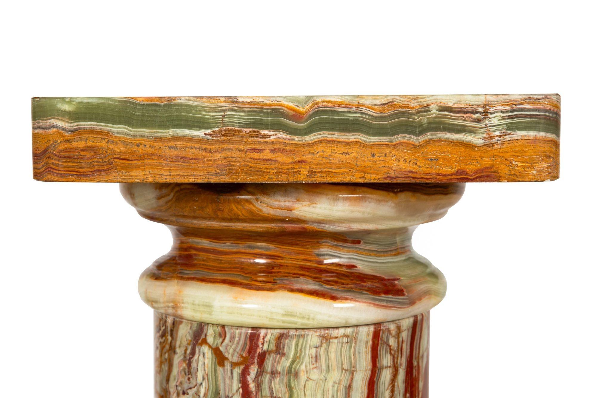 Modernist Polished Green Onyx Pedestal Column for Sculpture For Sale 11