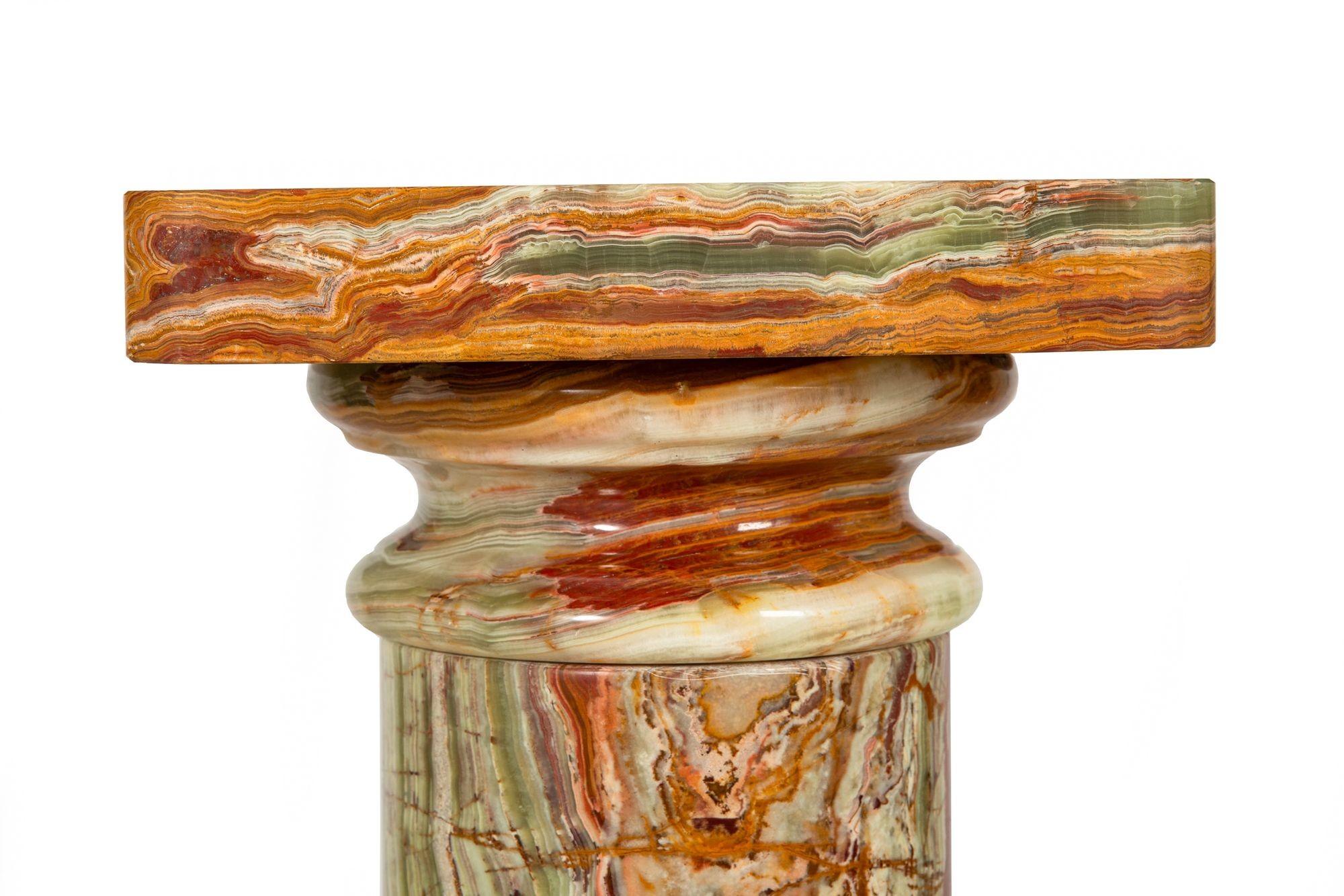 Modernist Polished Green Onyx Pedestal Column for Sculpture For Sale 12