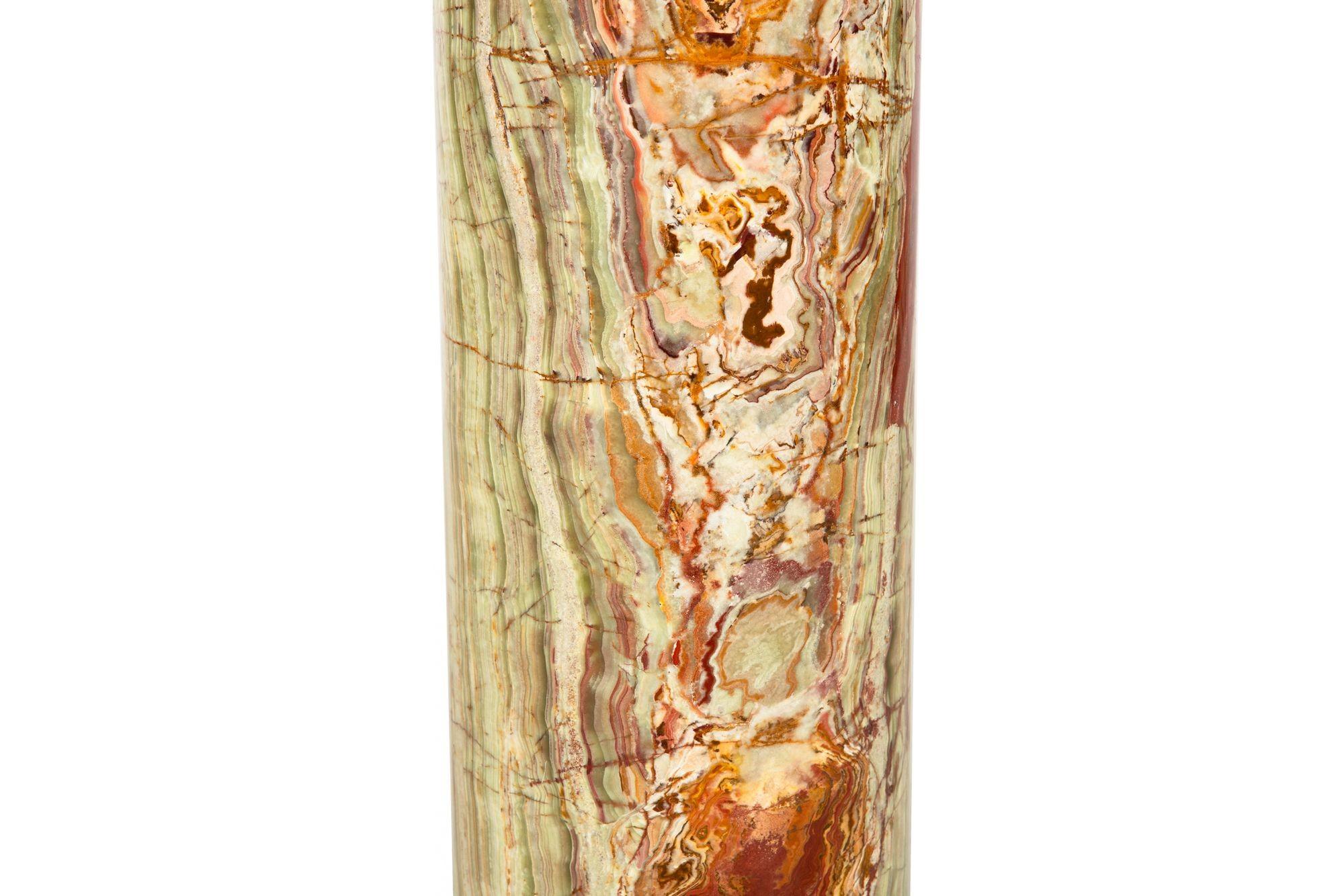 Modernist Polished Green Onyx Pedestal Column for Sculpture For Sale 13