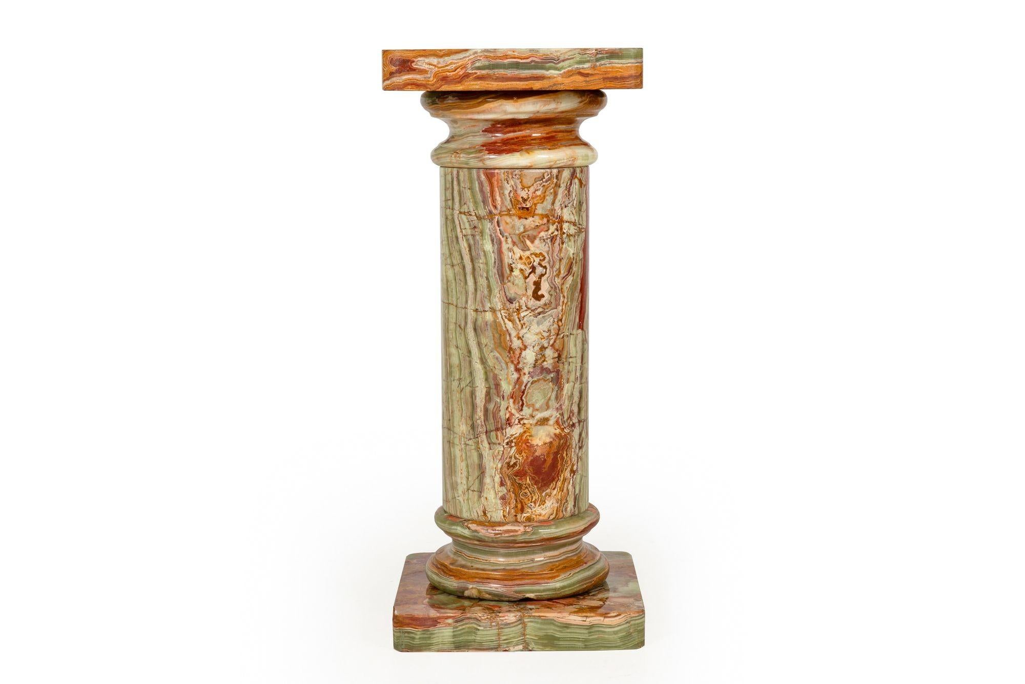 Modernist Polished Green Onyx Pedestal Column for Sculpture In Good Condition For Sale In Shippensburg, PA