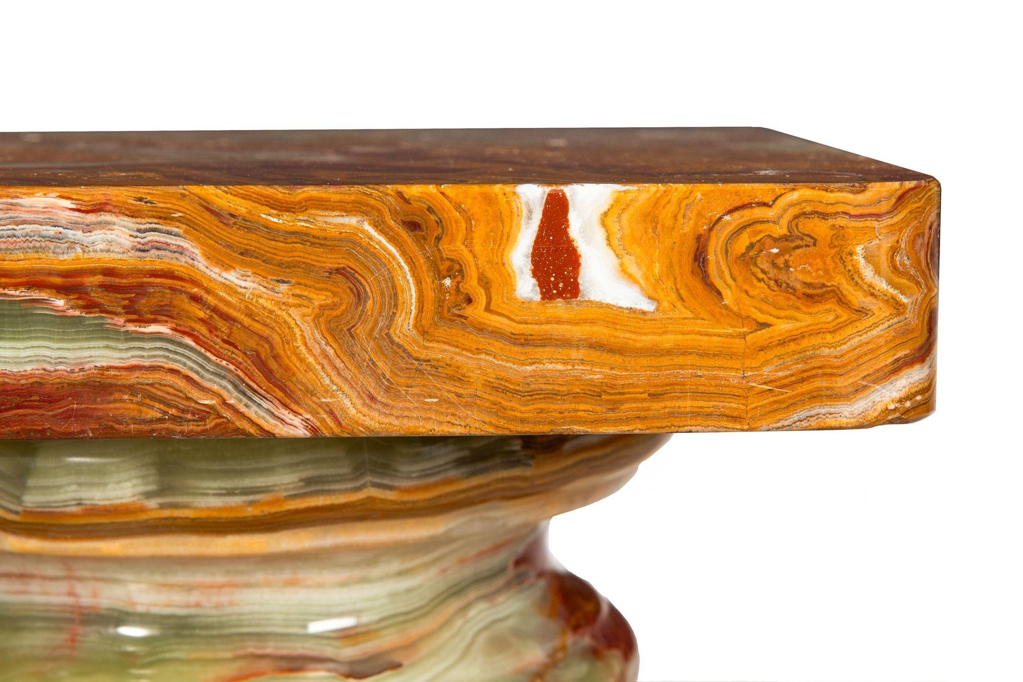Modernist Polished Green Onyx Pedestal Column for Sculpture For Sale 5