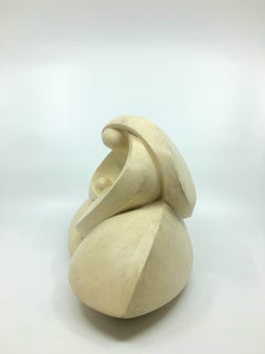 Modernist Polished Plaster Sculpture of a Mother and Child