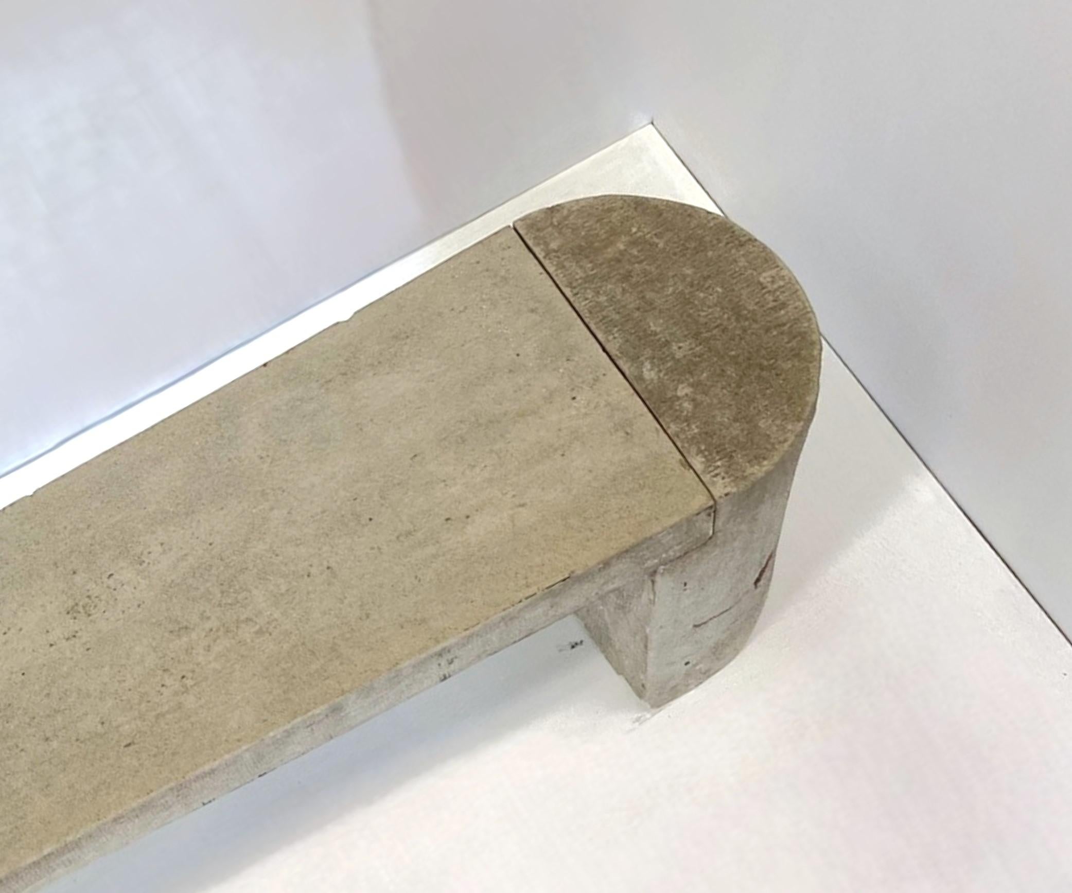 Modernist Polished Stone Concrete Bench Seat with Aged Patina For Sale 5