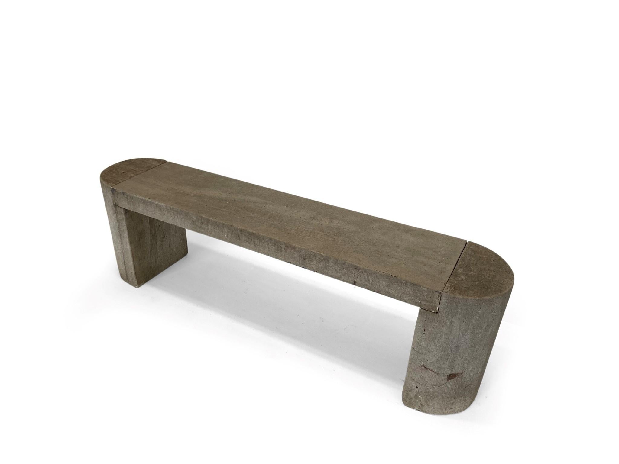 Modernist Polished Stone Concrete Bench Seat with Aged Patina For Sale 8