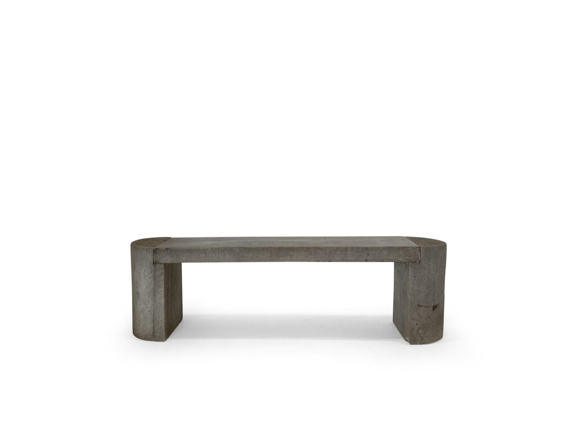 Modernist Polished Stone Concrete Bench Seat with Aged Patina For Sale 9