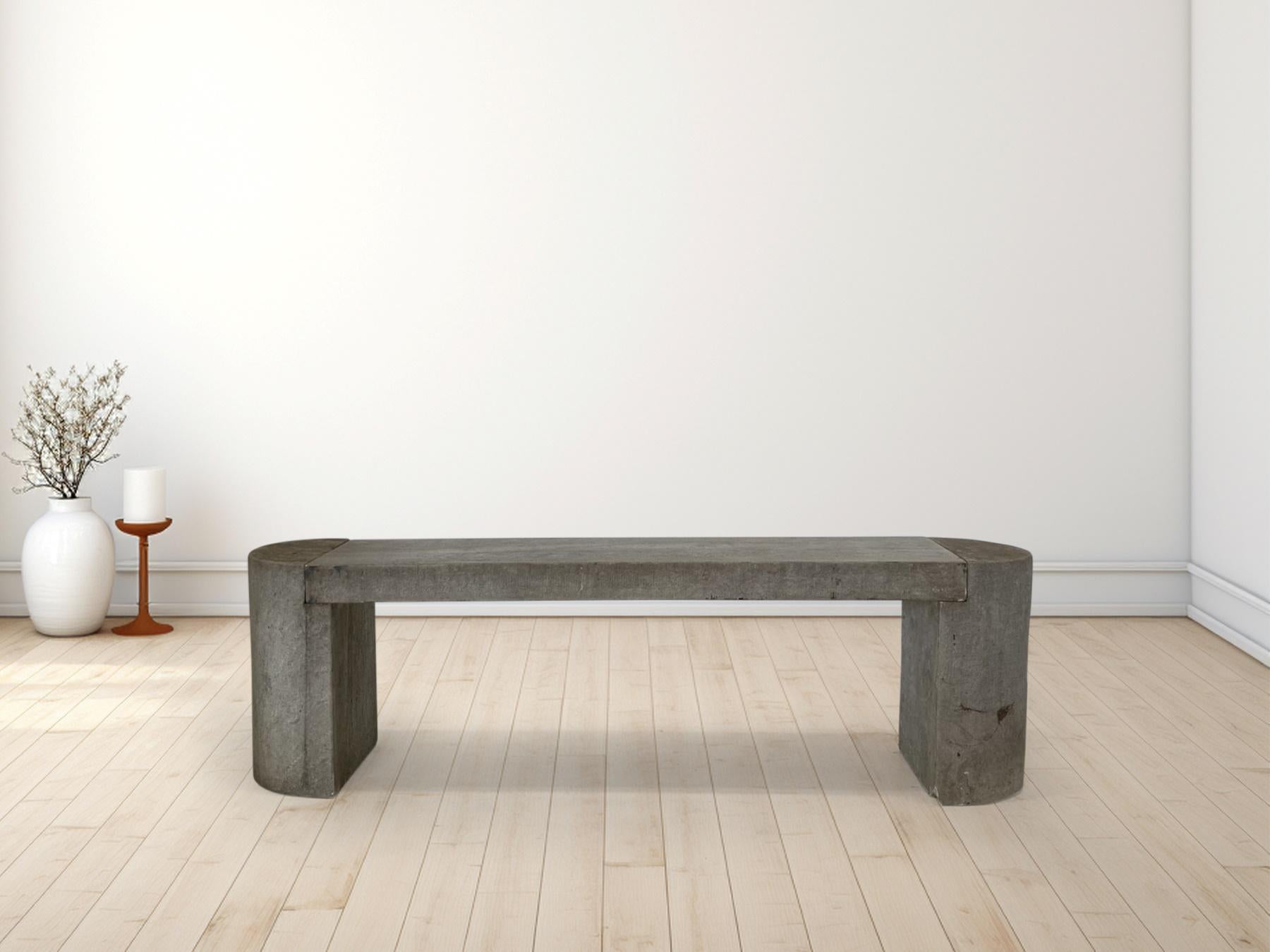 Modernist Polished Stone Concrete Bench Seat with Aged Patina For Sale — free download