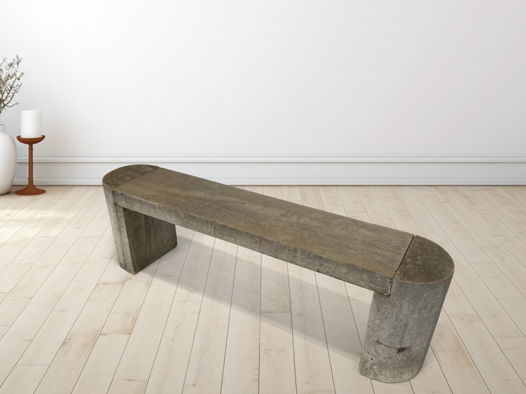 Modernist Polished Stone Concrete Bench Seat with Aged Patina In Good Condition For Sale In Llanbrynmair, GB