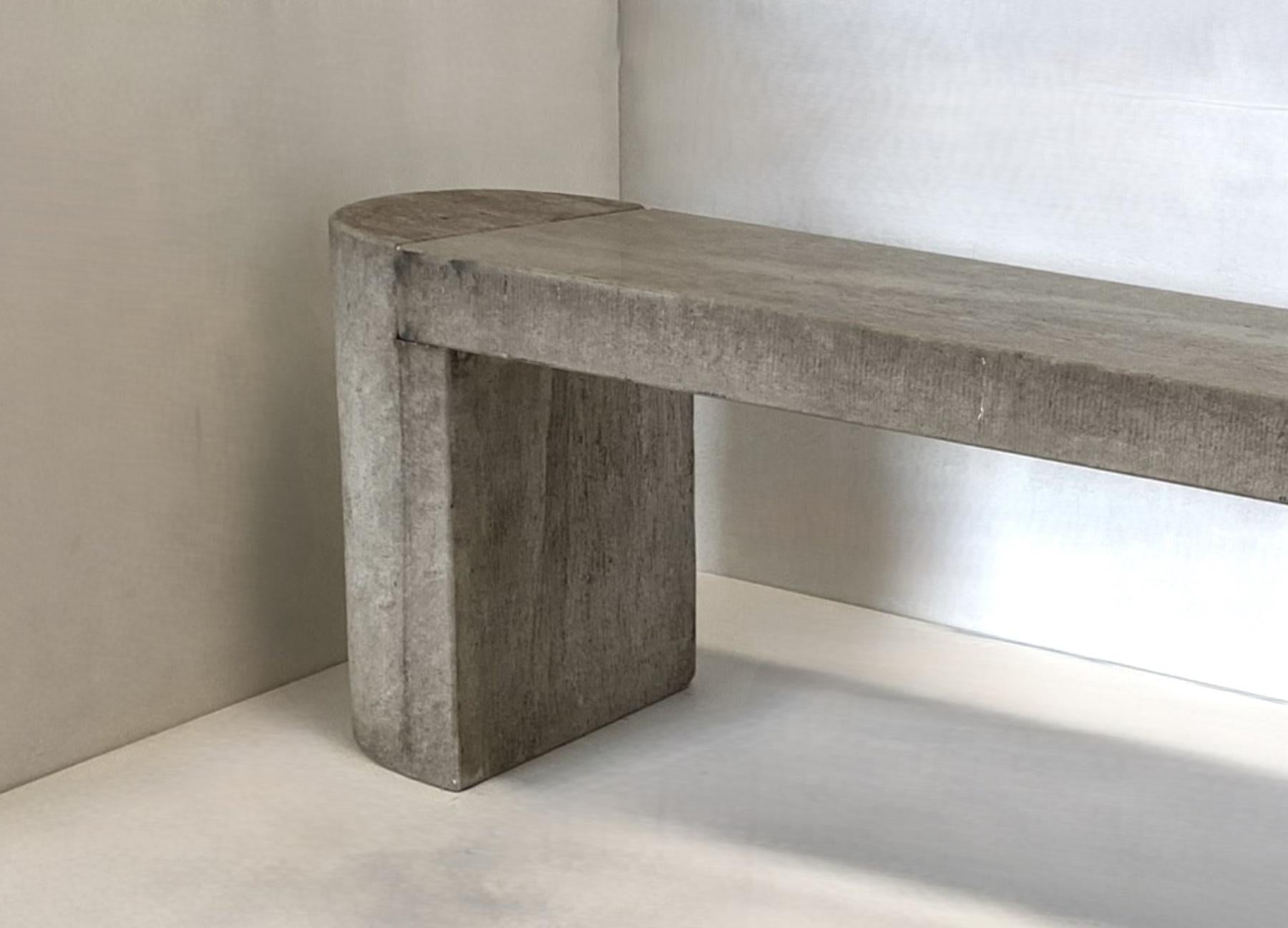 Modernist Polished Stone Concrete Bench Seat with Aged Patina For Sale 2