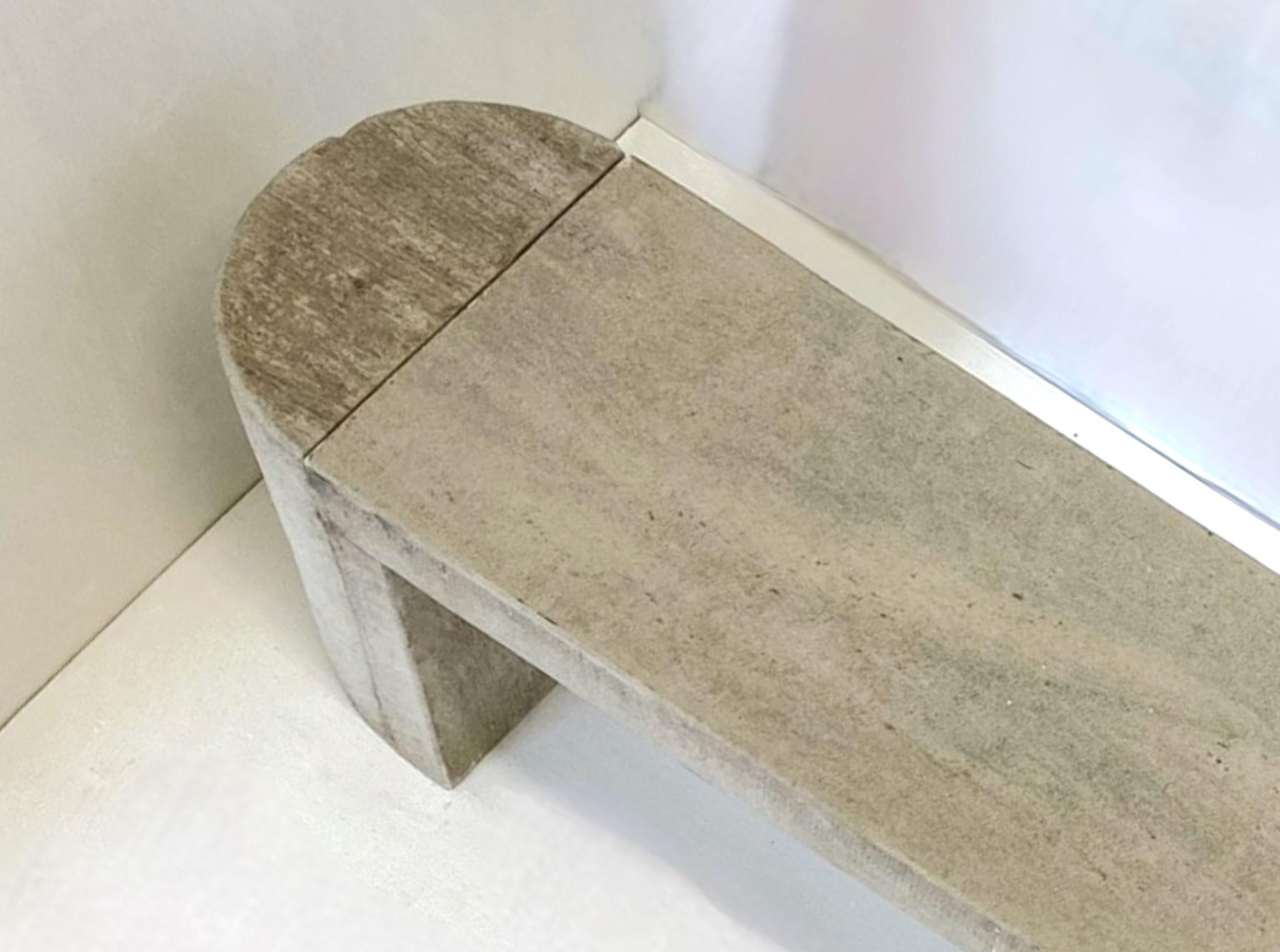Modernist Polished Stone Concrete Bench Seat with Aged Patina For Sale 4