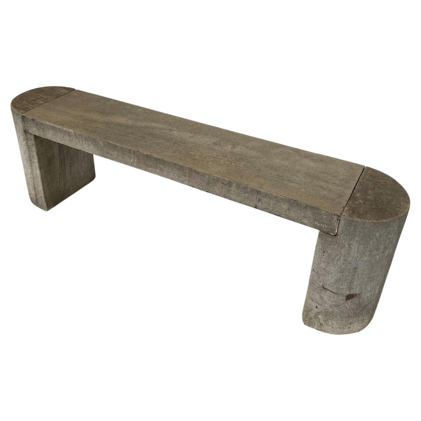 Modernist Polished Stone Concrete Bench Seat with Aged Patina For Sale