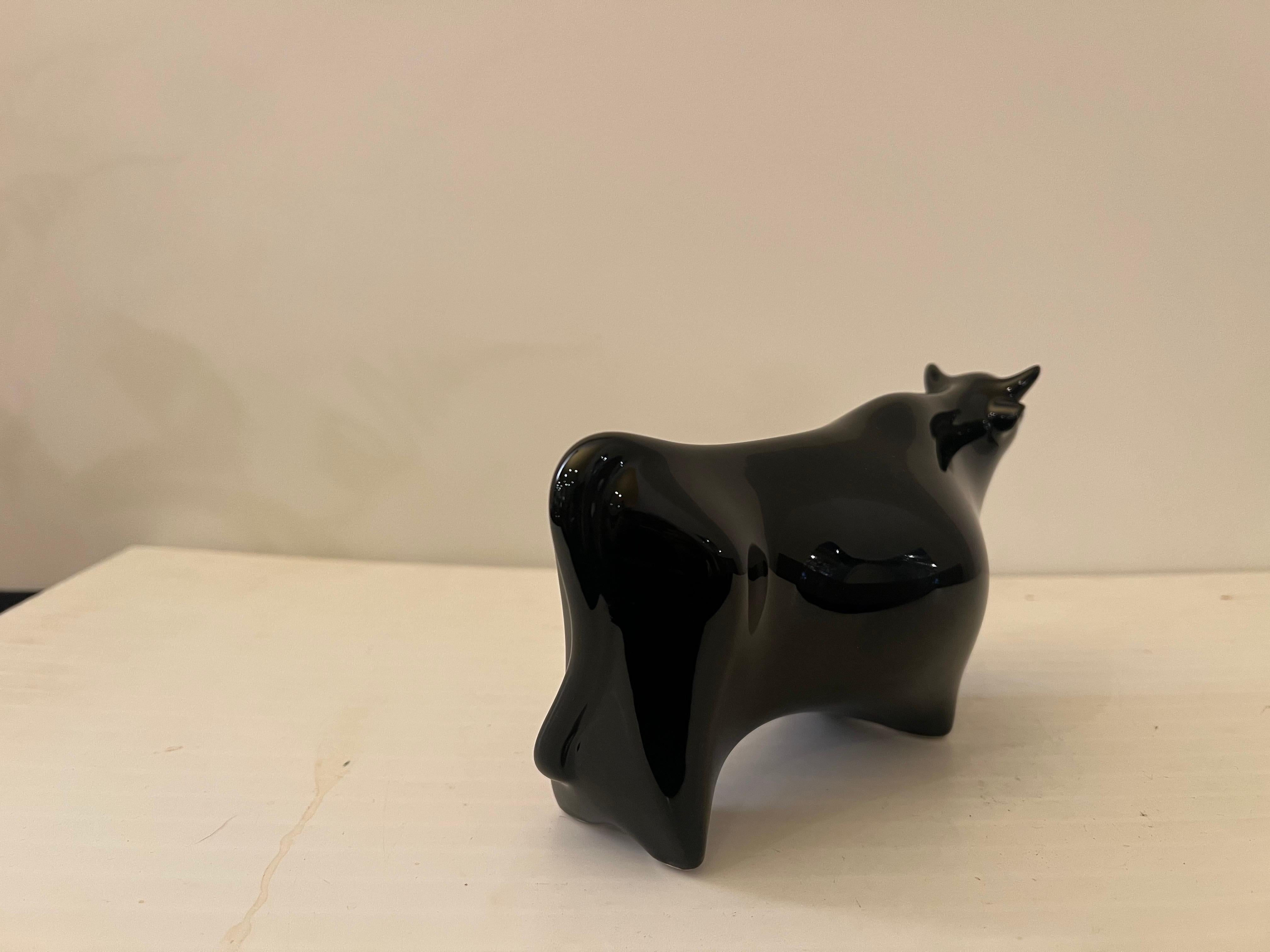 Italian Modernist Porcelain Bull Sculpture 1970's For Sale