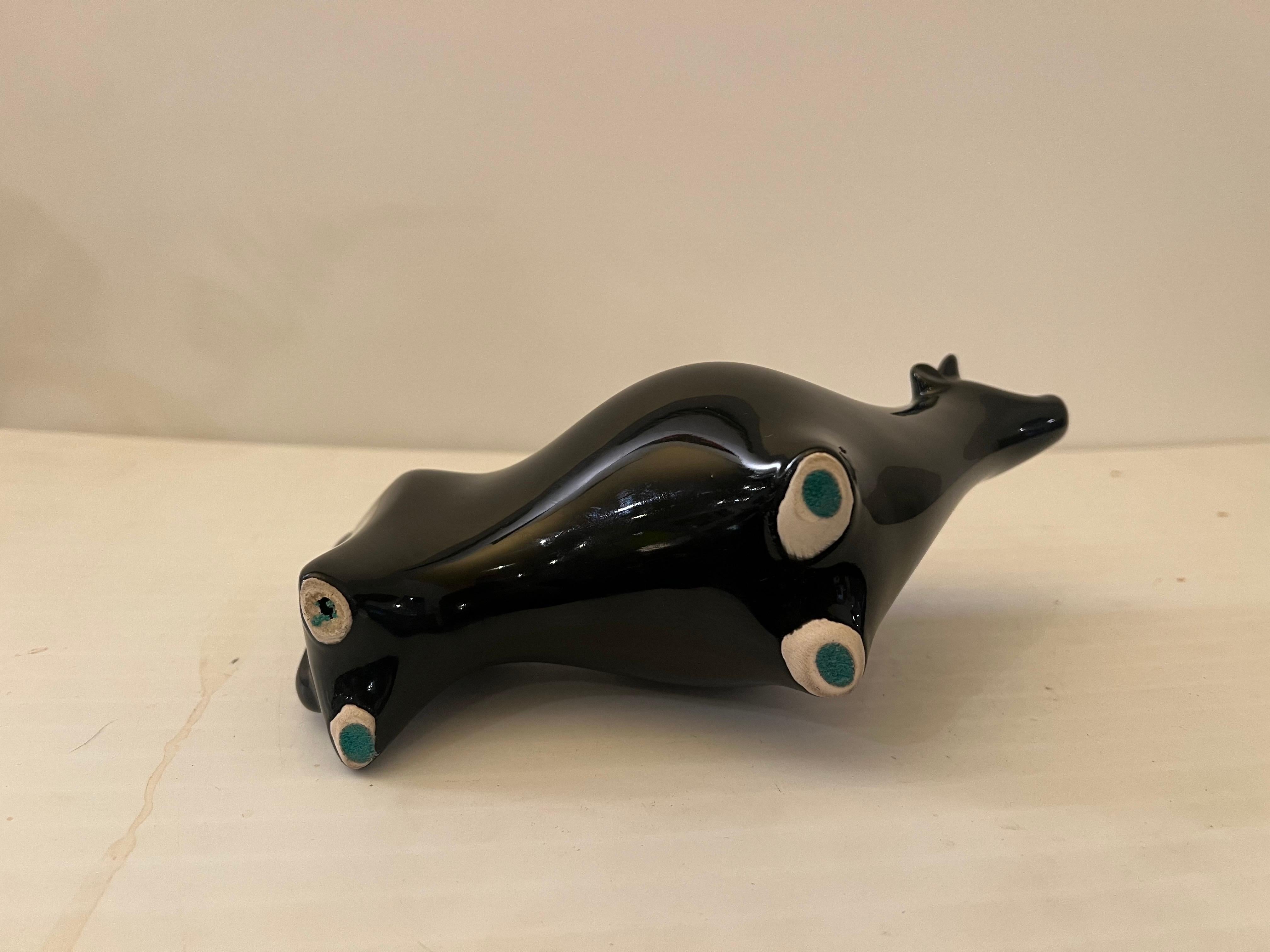20th Century Modernist Porcelain Bull Sculpture 1970's For Sale