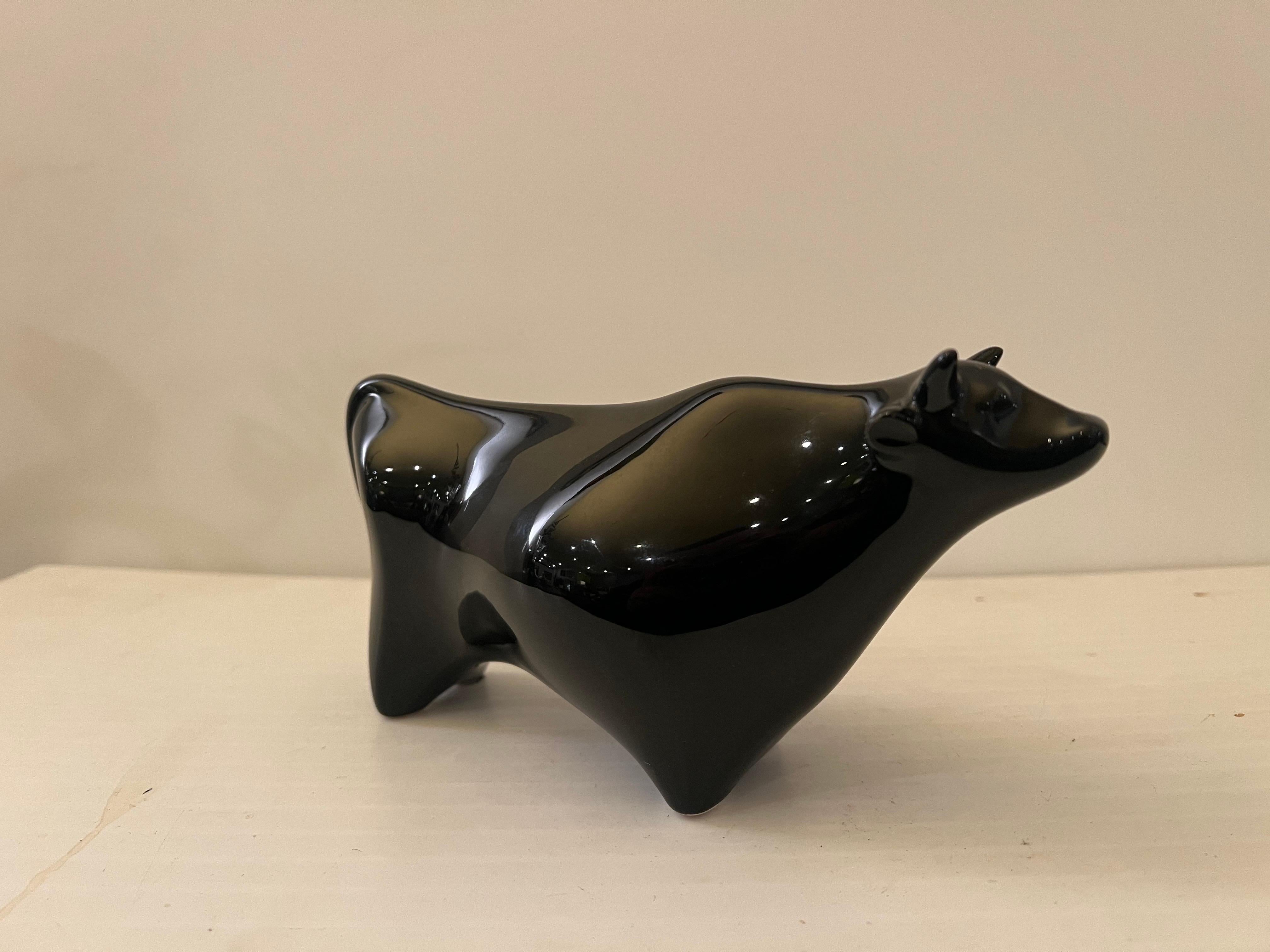 Modernist Porcelain Bull Sculpture 1970's For Sale 1