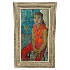 Modernist Portrait of a Girl by Anita Brown, Dated 1952