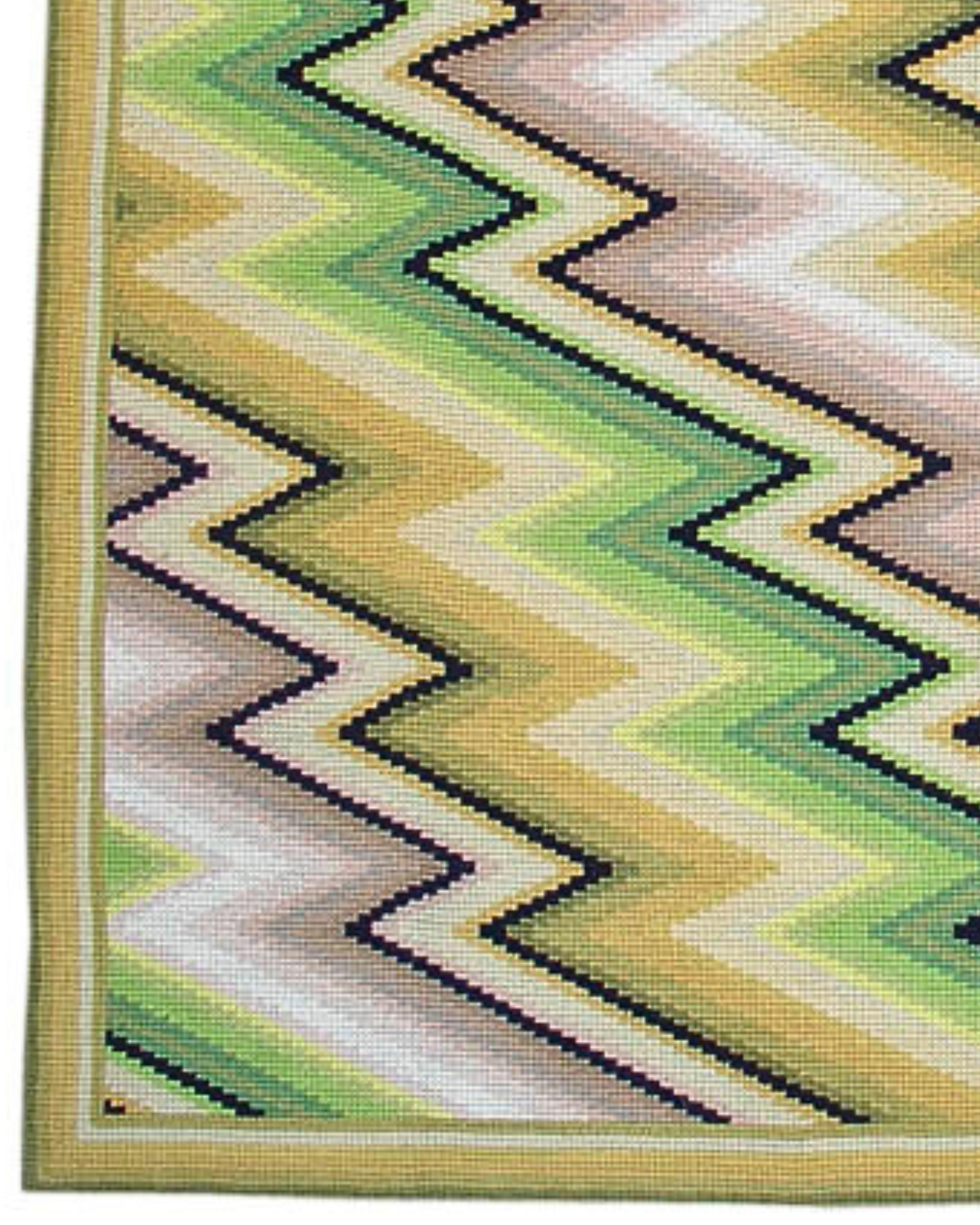Alfombra modernista portuguesa de punto de aguja, mediados del siglo XX 3