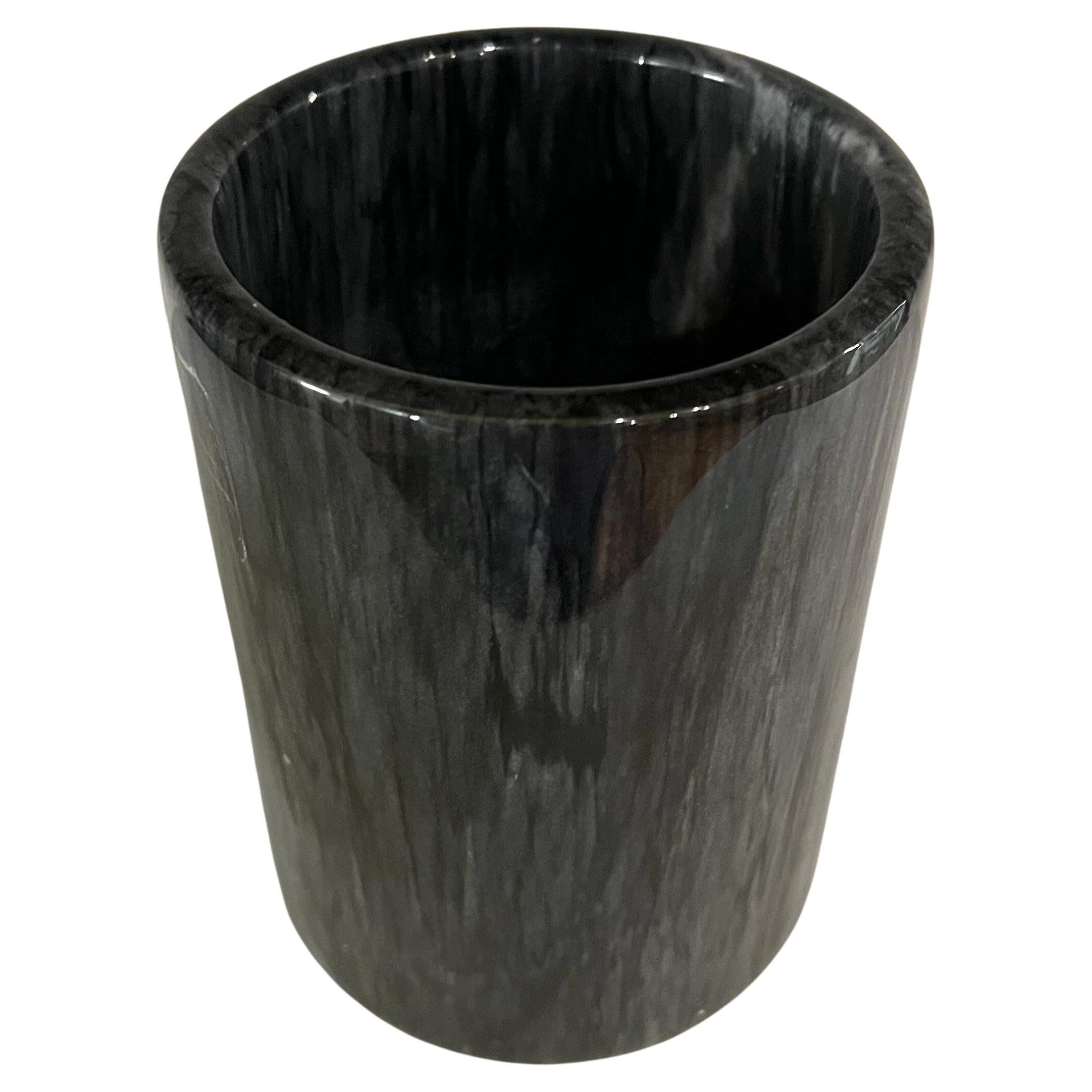 Post-Modern Modernist Postmodern Black Marble Cylinder Vase