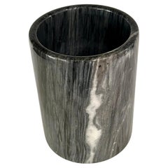 Modernist Postmodern Black Marble Cylinder Vase