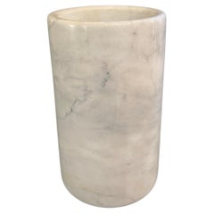 Vintage Modernist Postmodern White Marble Cylinder Vase