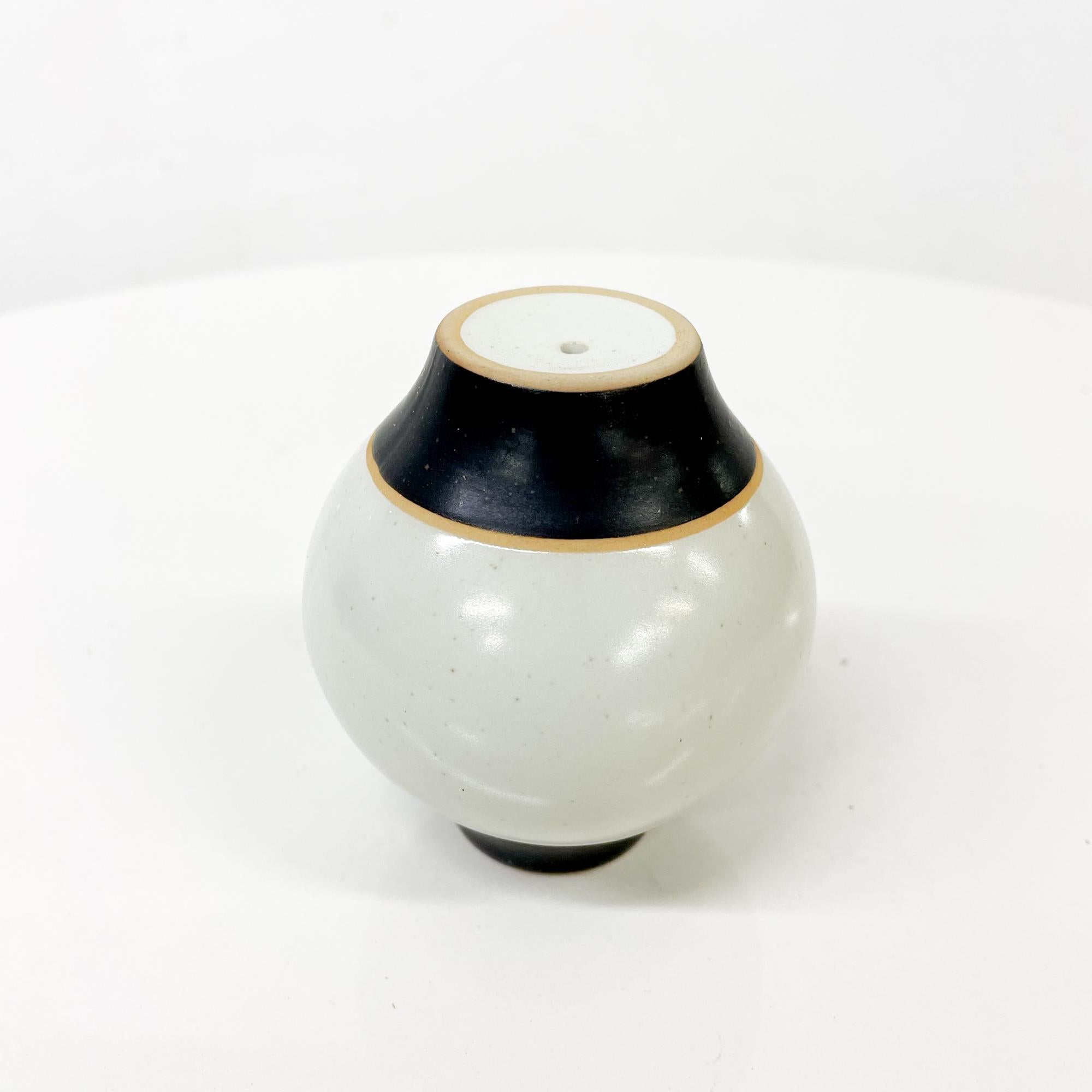 1980s Modernist Pottery Salt or Pepper Shaker Post Modern Design Black Gray 1
