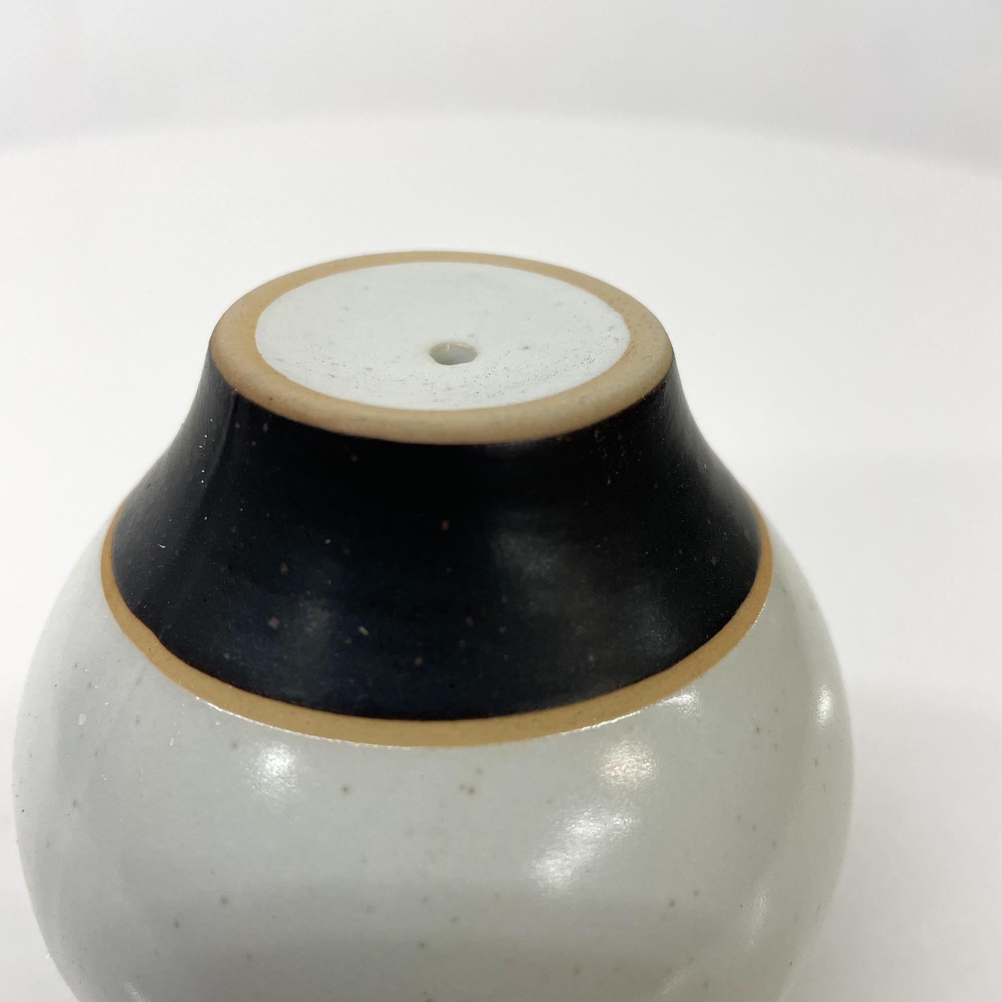 1980s Modernist Pottery Salt or Pepper Shaker Post Modern Design Black Gray 5