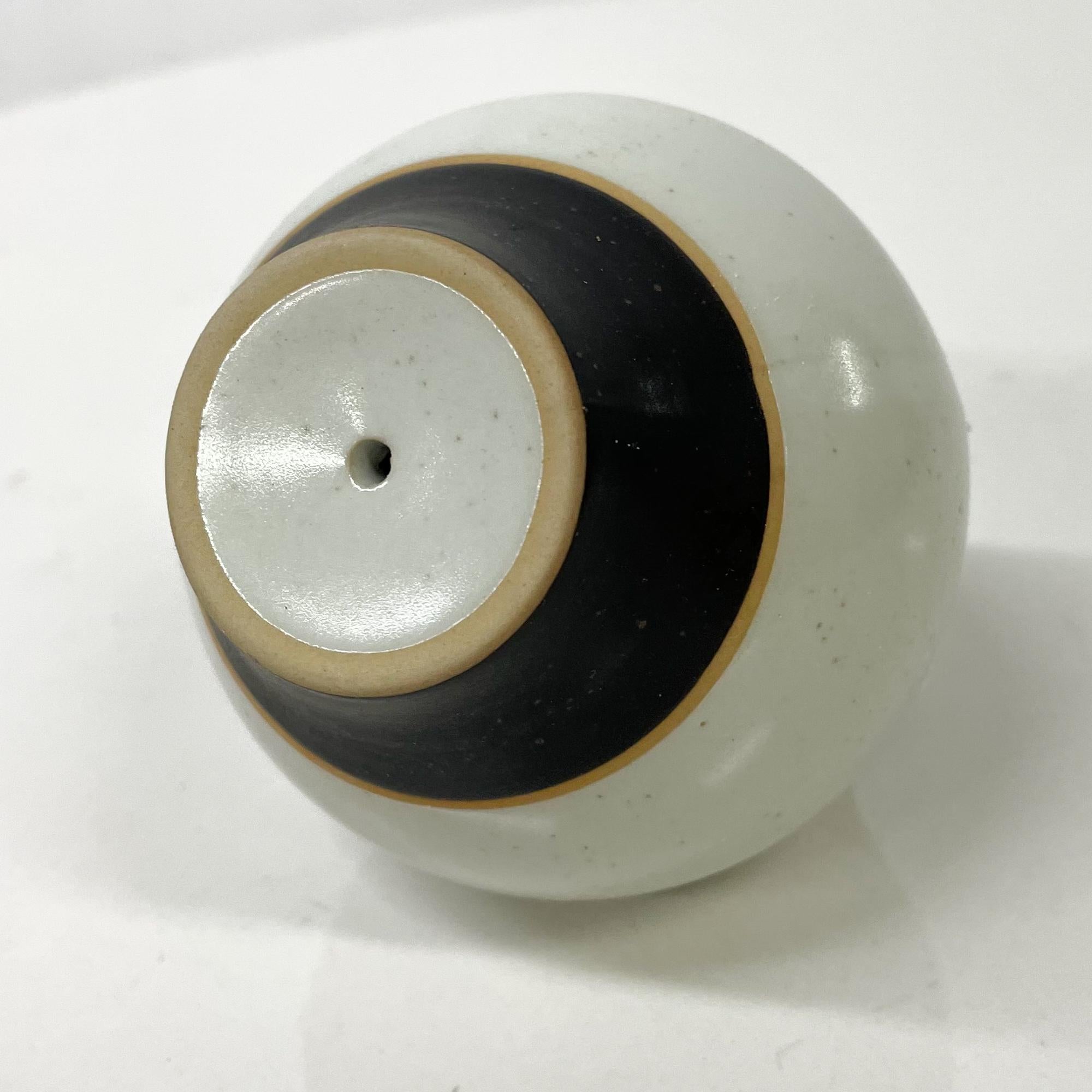 1980s Modernist Pottery Salt or Pepper Shaker Post Modern Design Black Gray 7