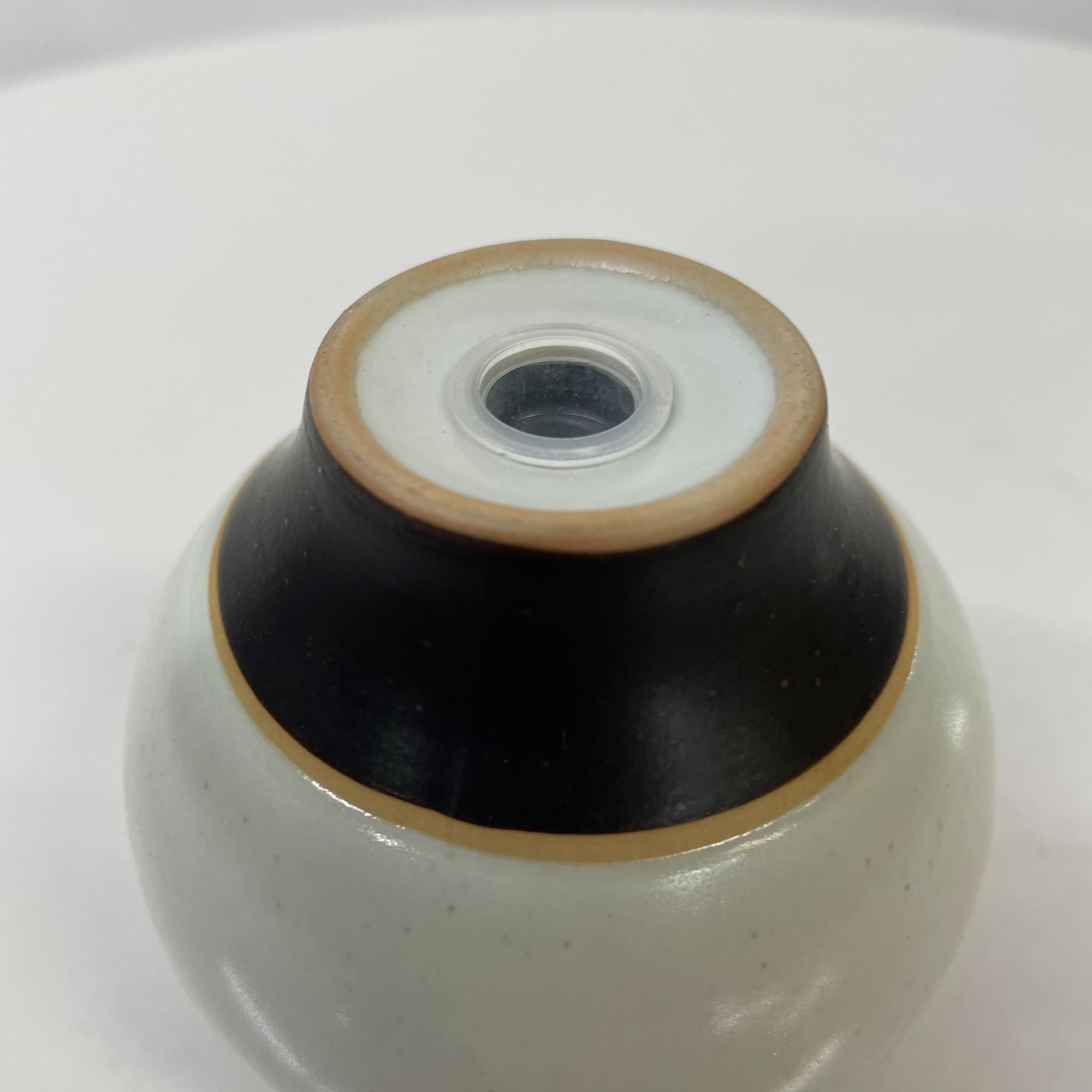 1980s Modernist Pottery Salt or Pepper Shaker Post Modern Design Black Gray 9