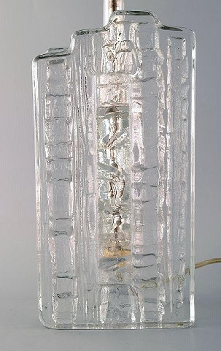 Scandinavian Modern Modernist Pukeberg Table Lamp in Mouth Blown Art Glass, Swedish Design, 1960s