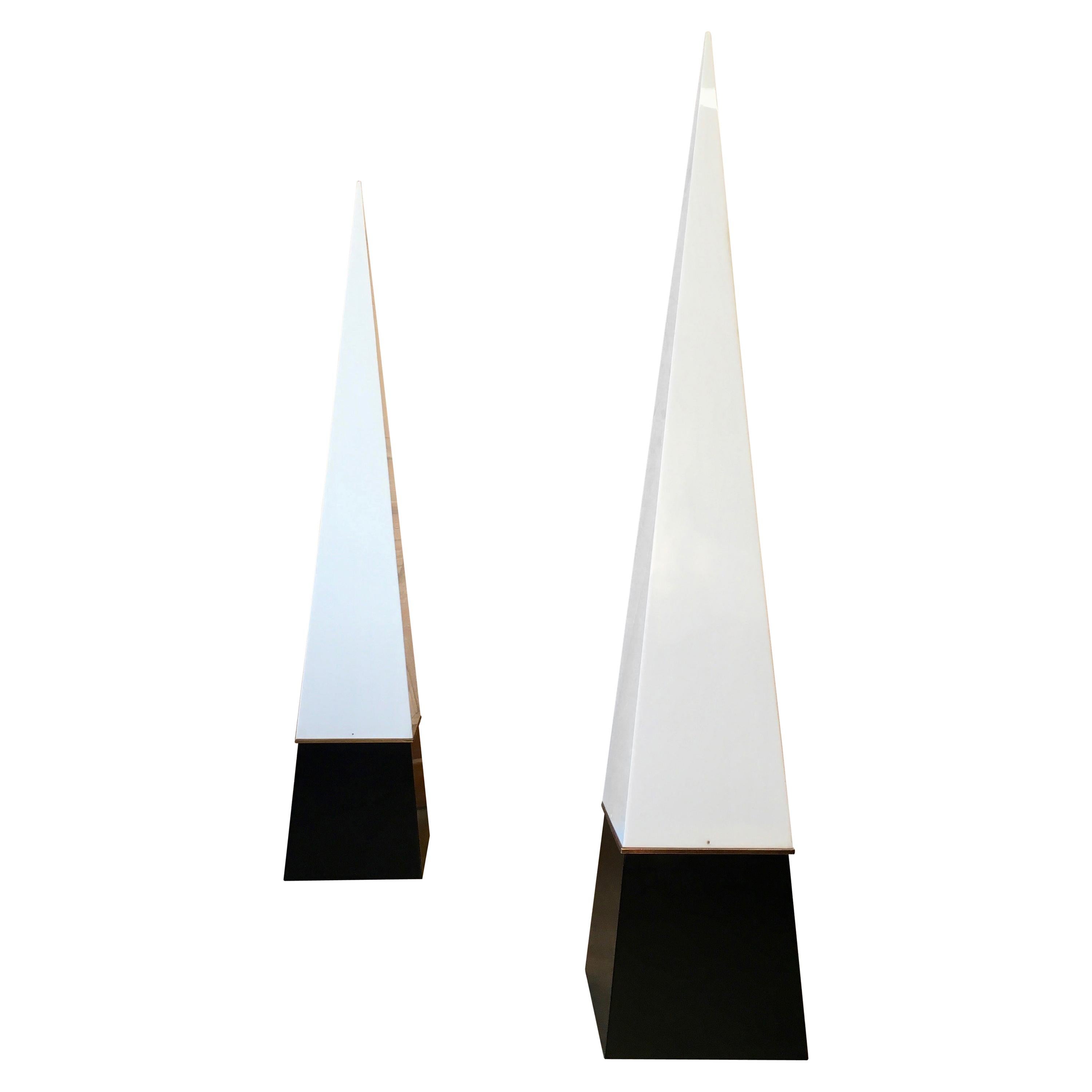 Modernist Pyramid Torchiere Floor Lamps