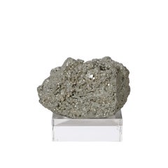 Modernist Pyrite Rock Specimen on Rectilinear Lucite Base