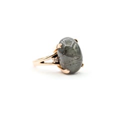 Modernist Quartz & Diamond Ring in 14k yellow gold