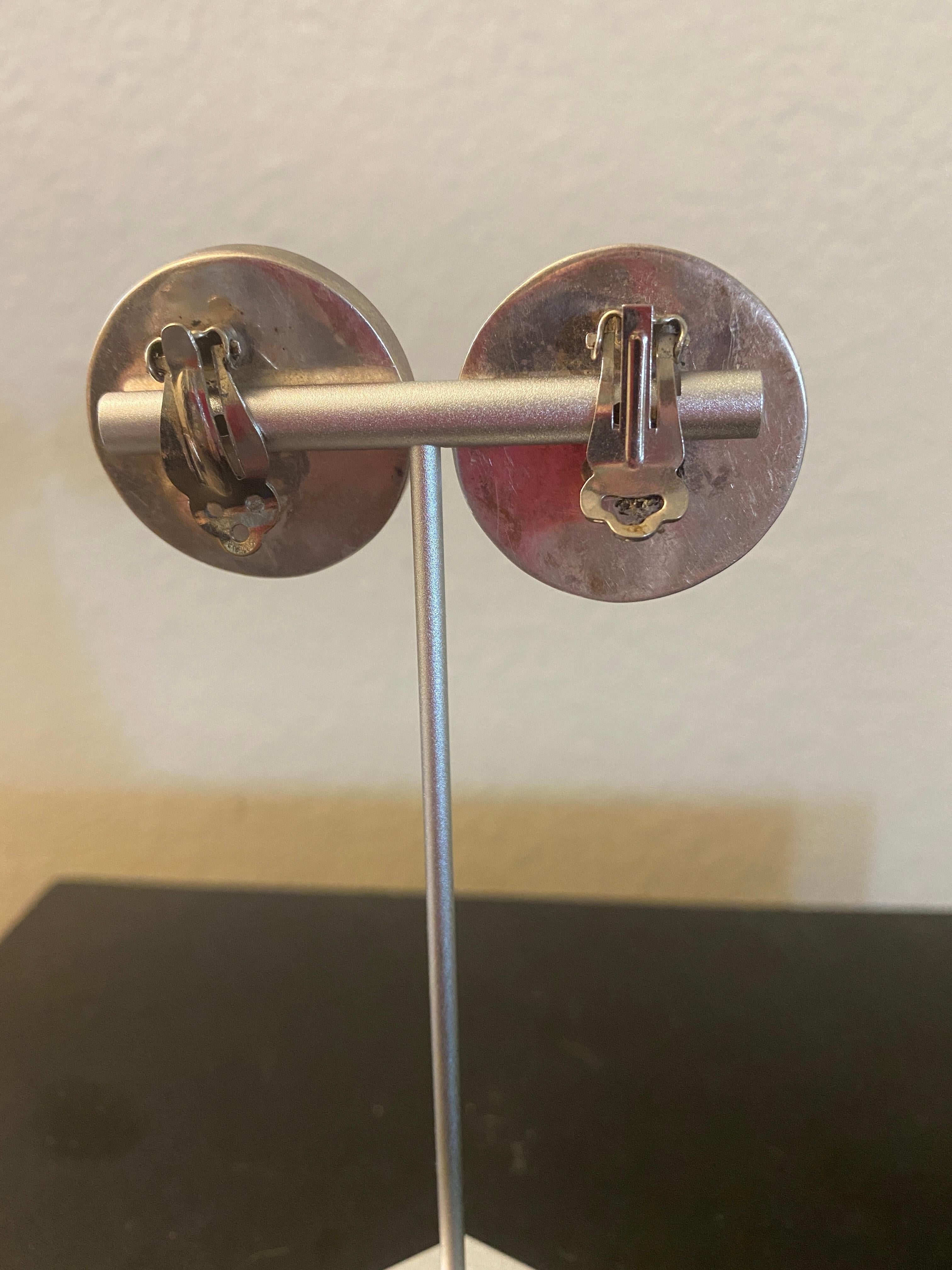 Women's Modernist RARE Pieced Sterling Silver Earrings by Tego & Co.  For Sale
