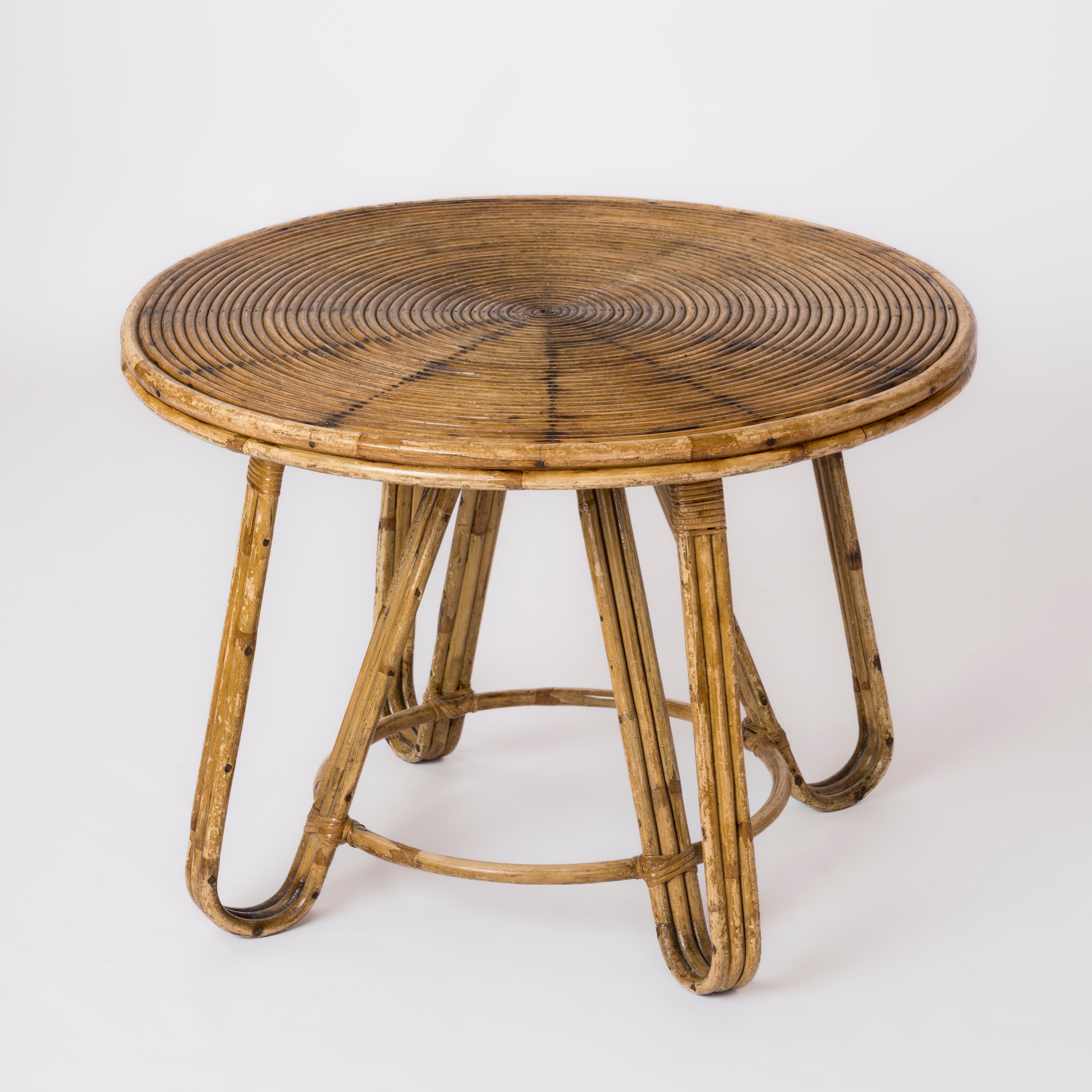 Table centrale moderniste en rotin, France, années 1960 Bon état - En vente à New York, NY