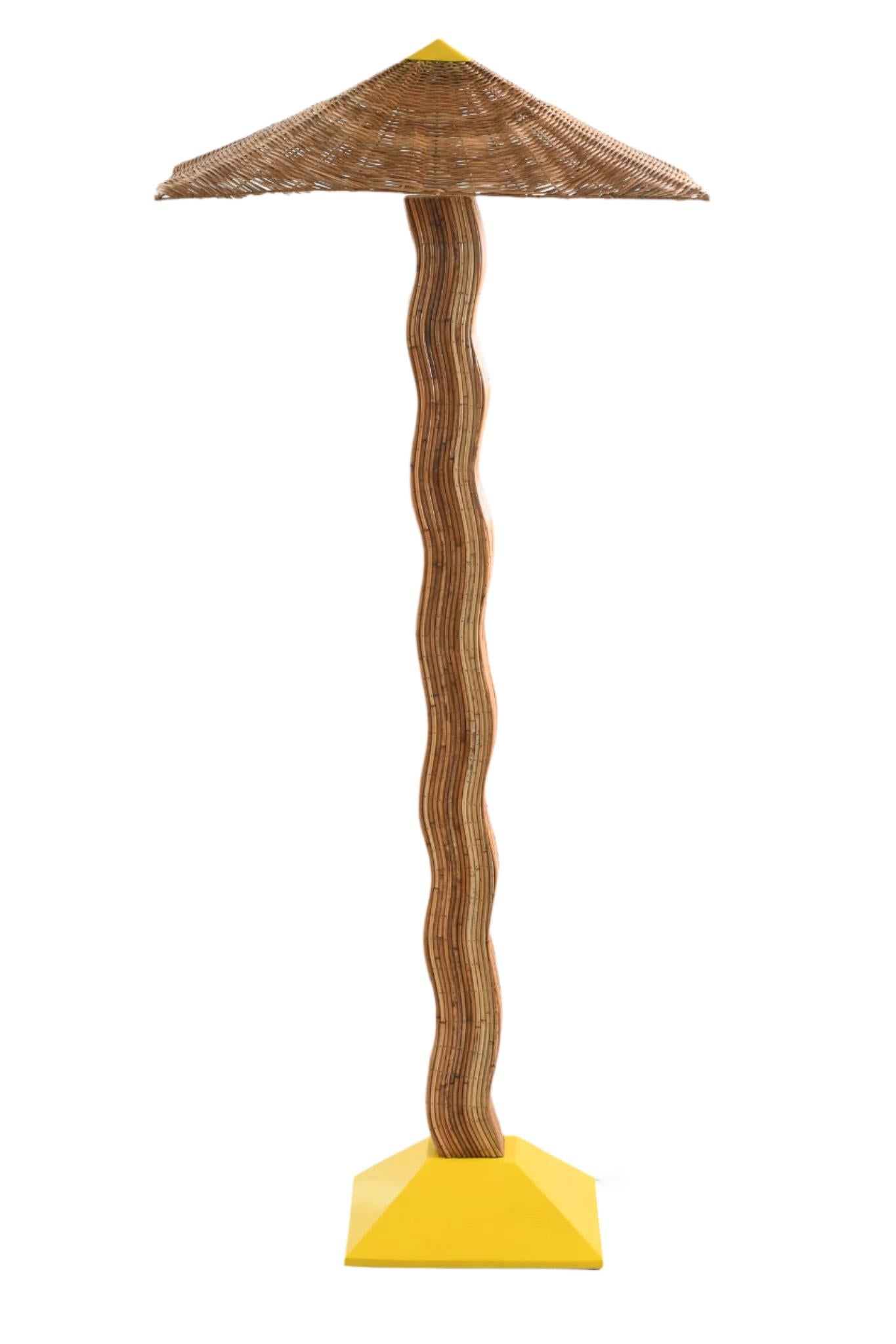 Filippino Lampada da terra in rattan modernista 