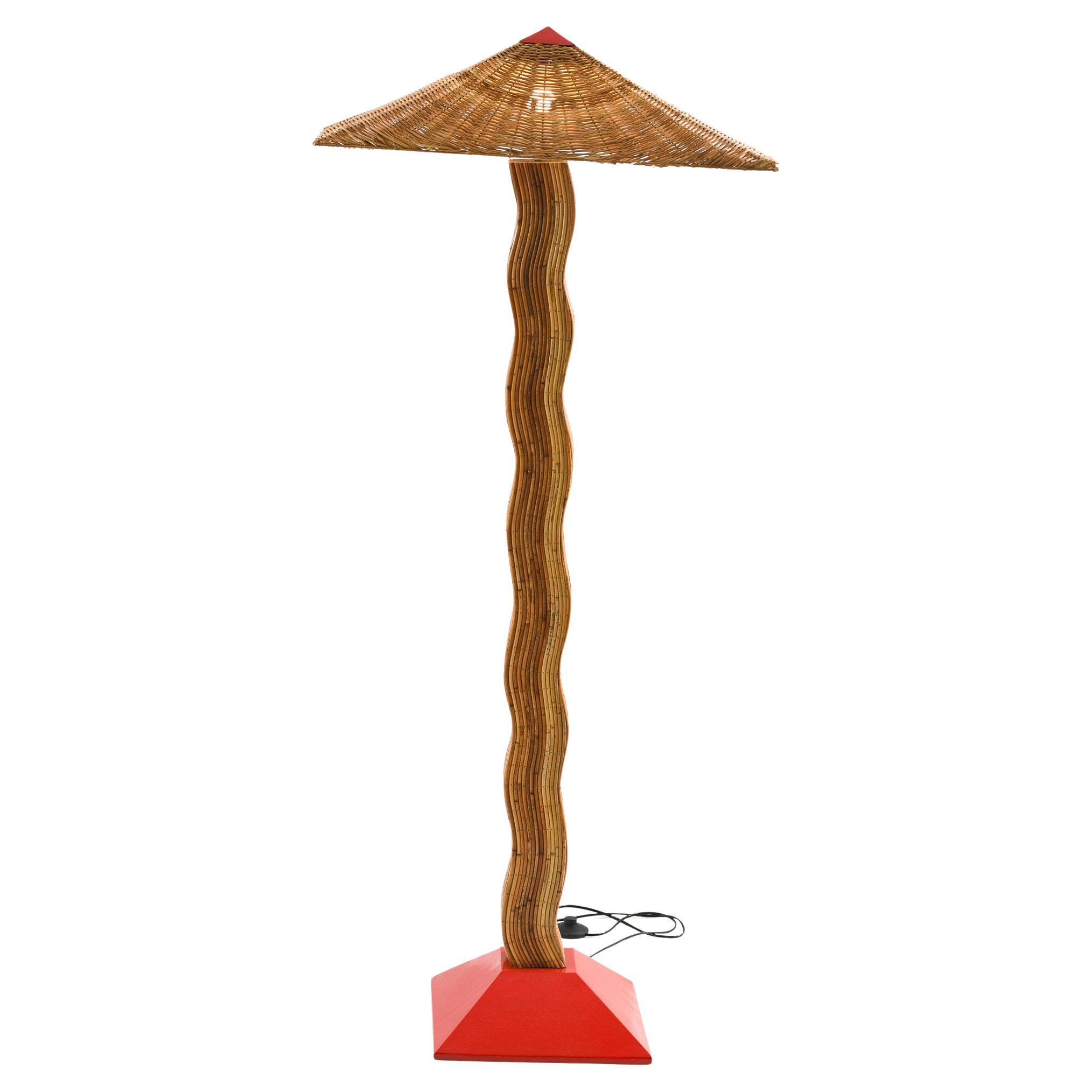 Modernist Rattan Floor Lamp 'Pallete'