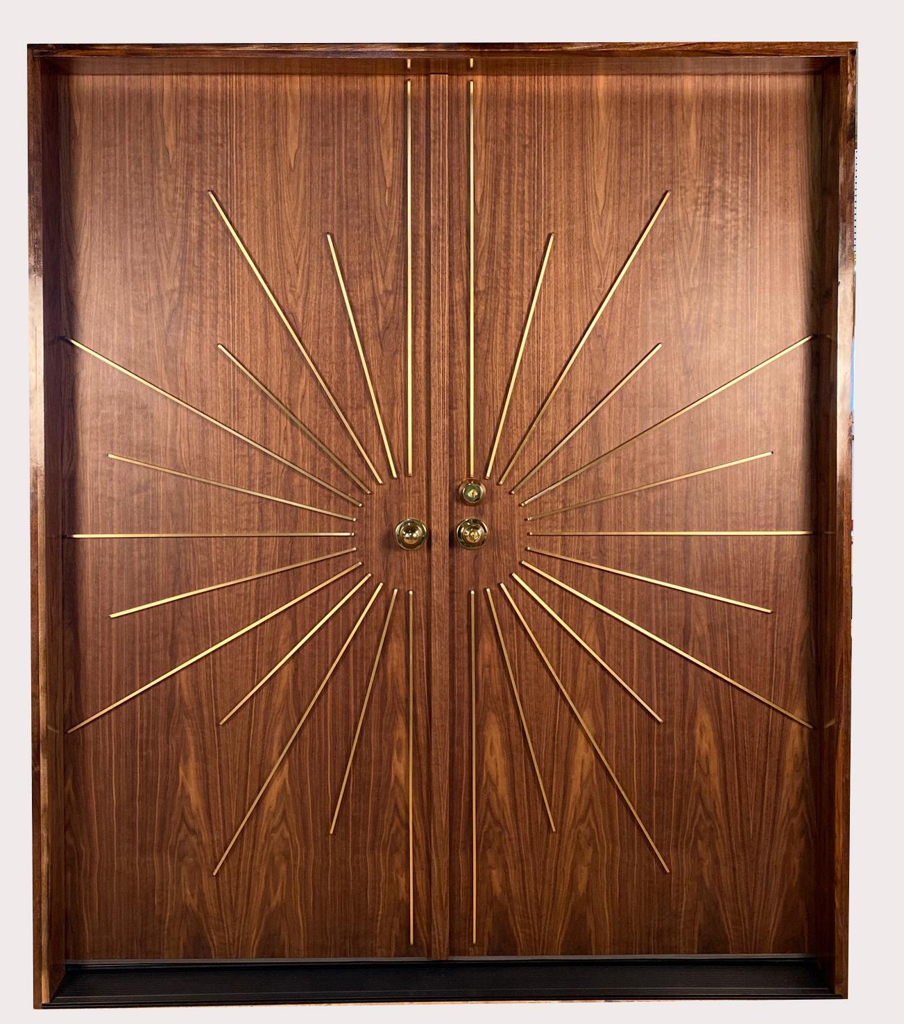 Mid-Century Modern Modernist Starburst Double Entry Door Fire Rated