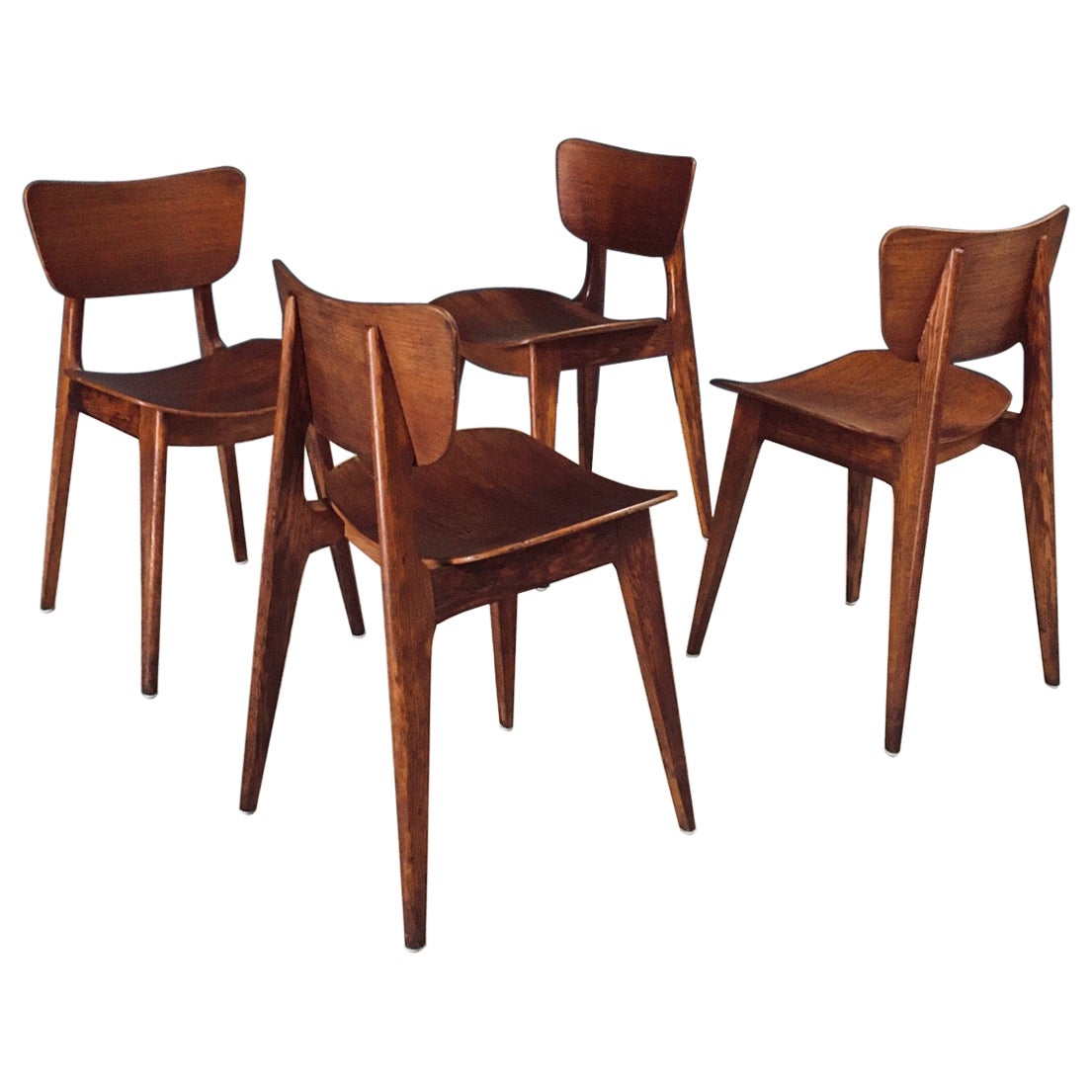 Sedie da pranzo moderniste di design ricostruttivo, Francia, anni '40