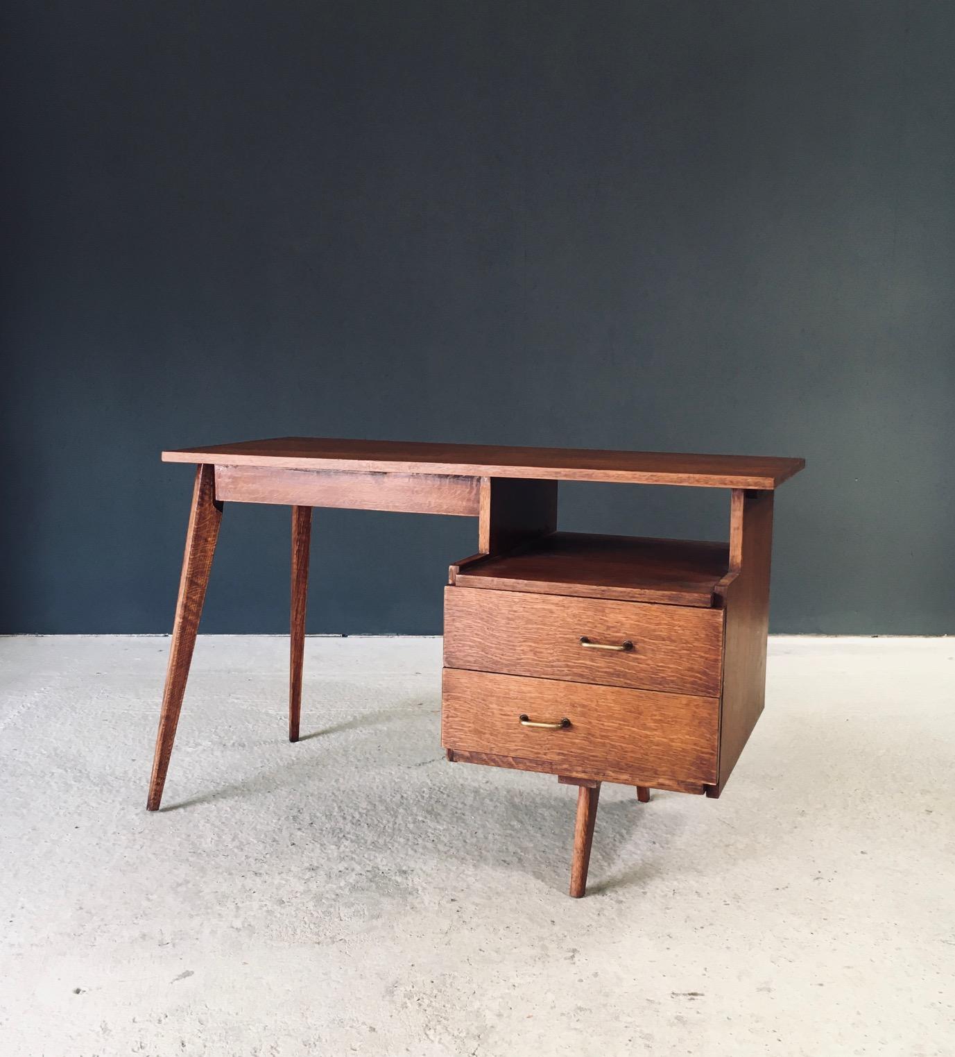 Mid-Century Modern Modernist Reconstruction Design Writing Desk, France 1950's For Sale