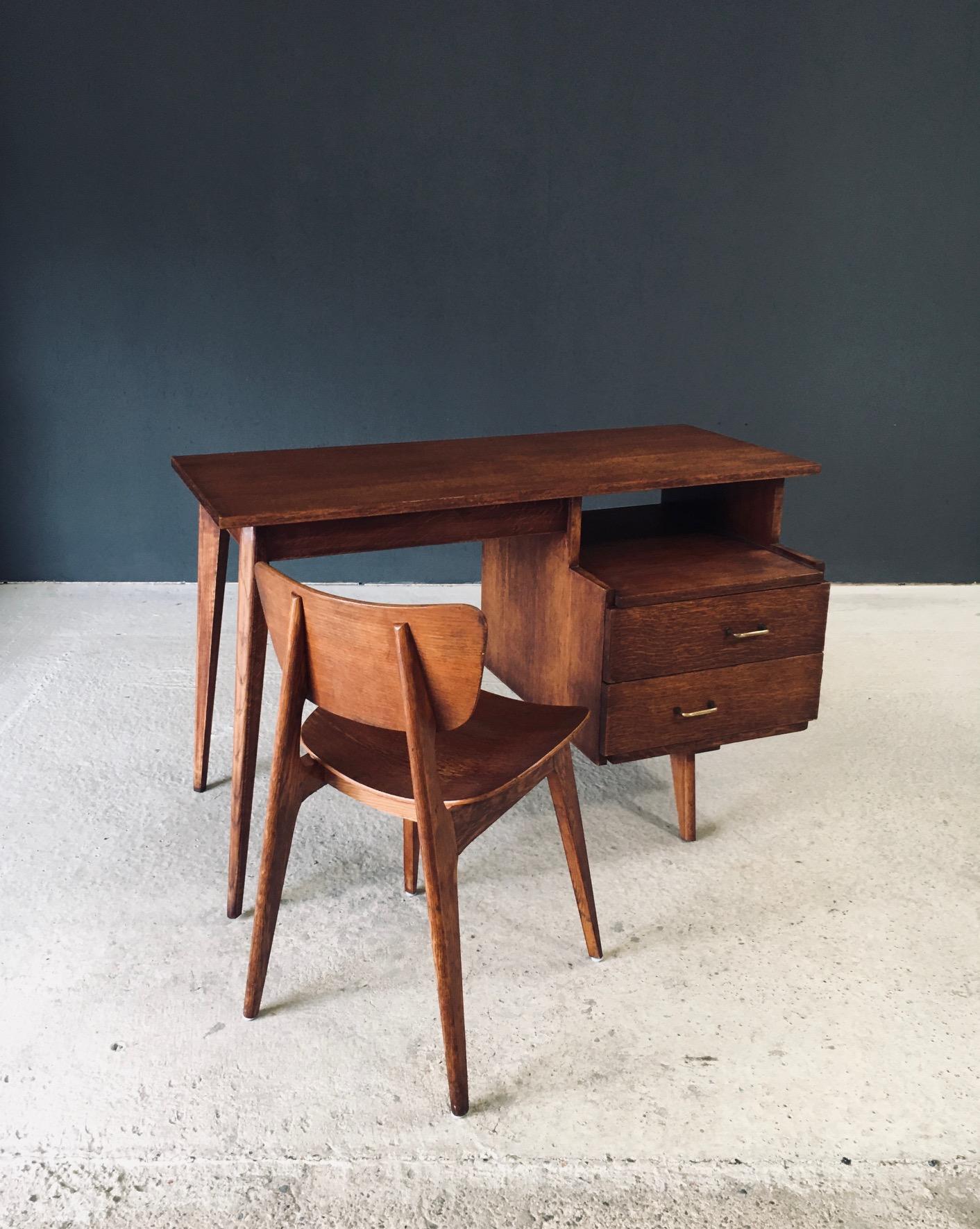 Mid-20th Century Modernist Reconstruction Design Writing Desk, France 1950's For Sale
