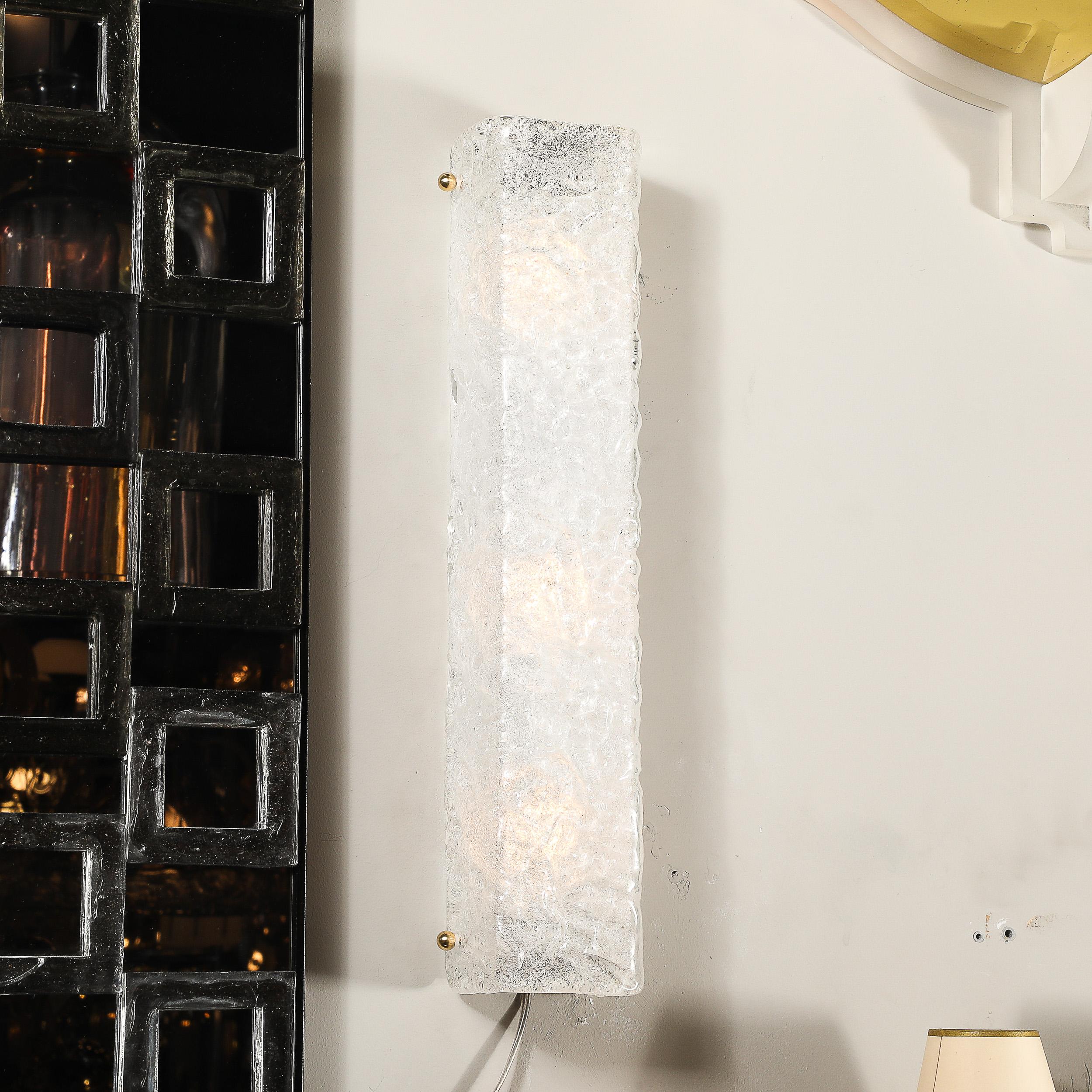 Appliques rectangulaires modernistes en verre de Murano moulé à la main avec raccords en laiton en vente 3
