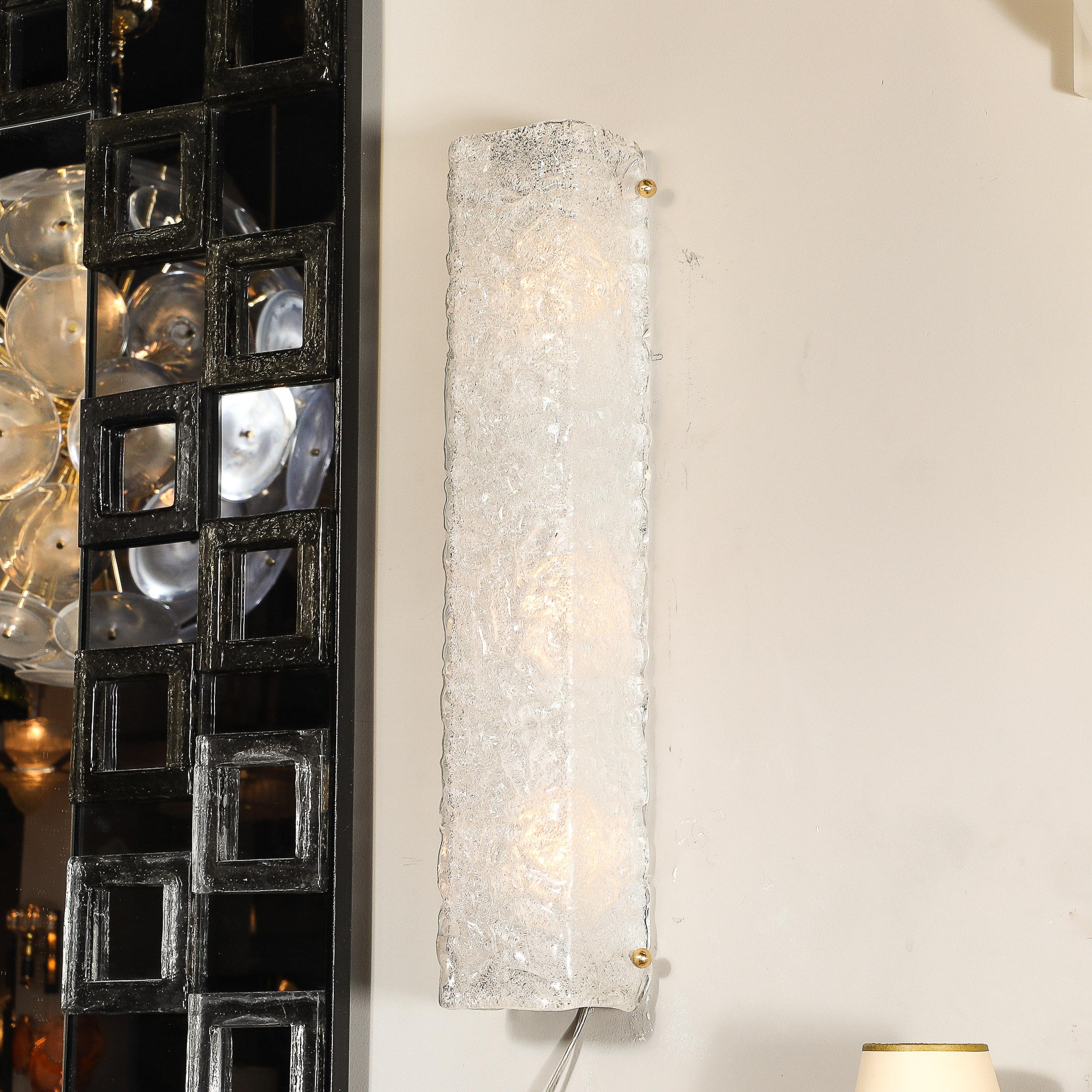 Appliques rectangulaires modernistes en verre de Murano moulé à la main avec raccords en laiton en vente 5