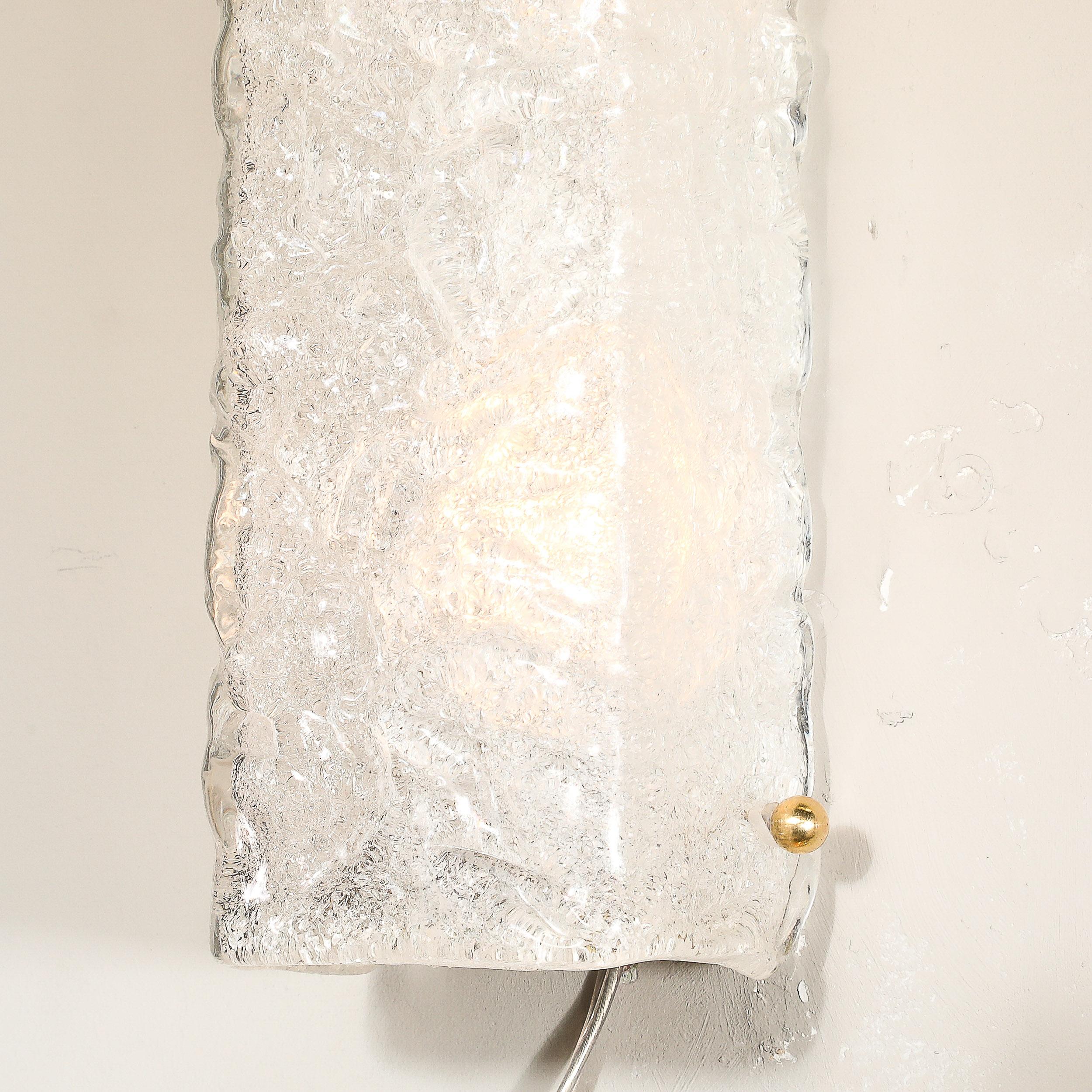 Appliques rectangulaires modernistes en verre de Murano moulé à la main avec raccords en laiton en vente 6
