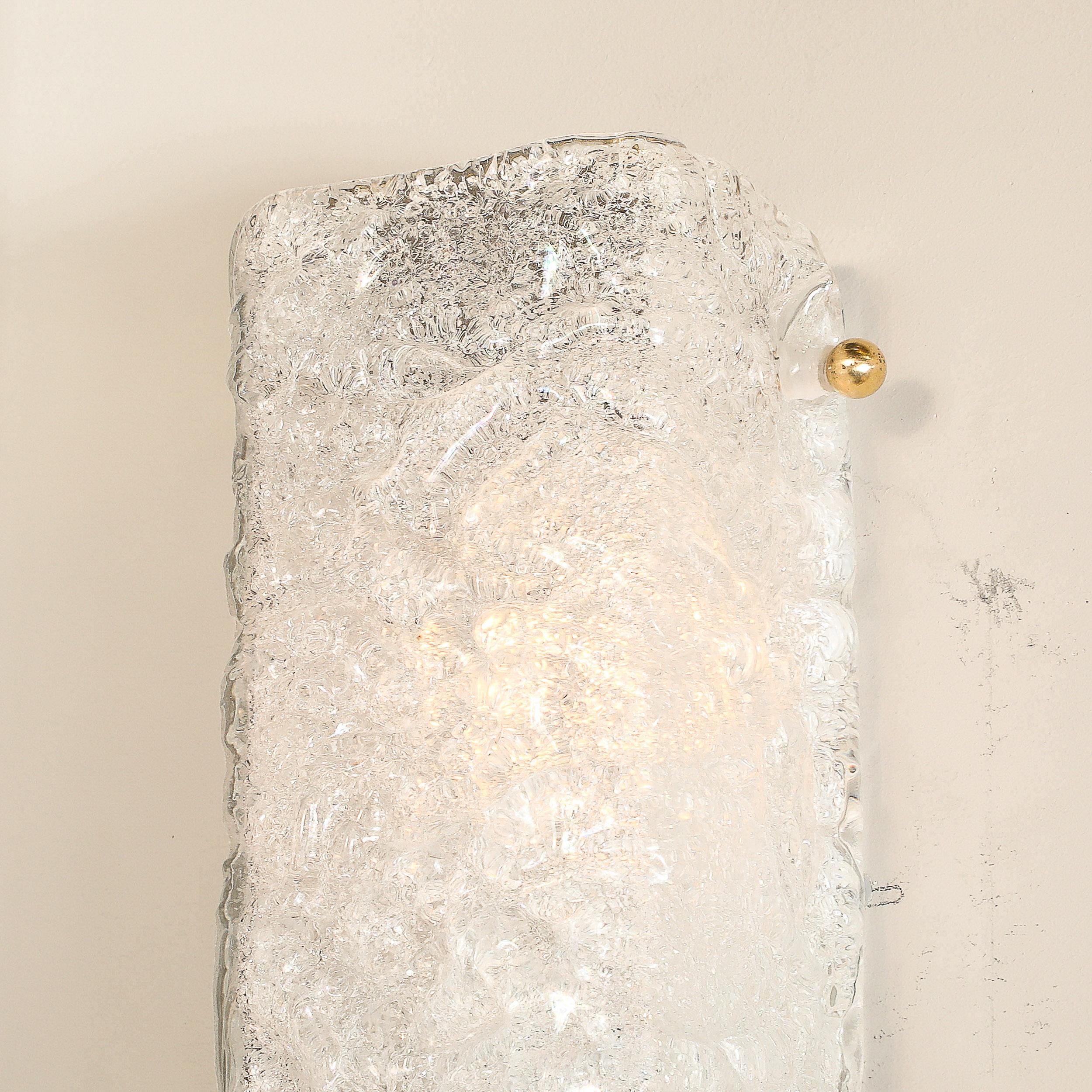 Appliques rectangulaires modernistes en verre de Murano moulé à la main avec raccords en laiton en vente 7