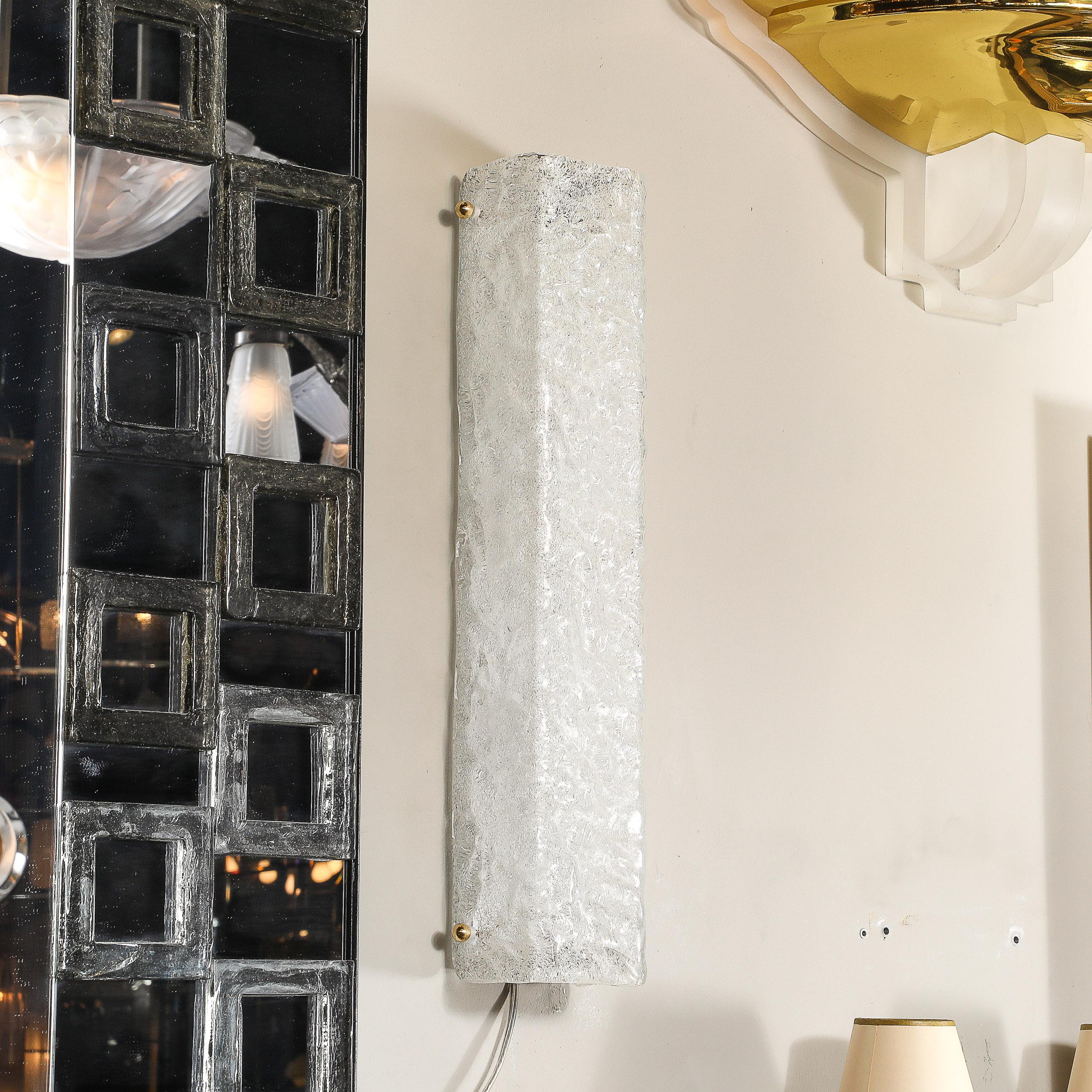 Appliques rectangulaires modernistes en verre de Murano moulé à la main avec raccords en laiton en vente 8