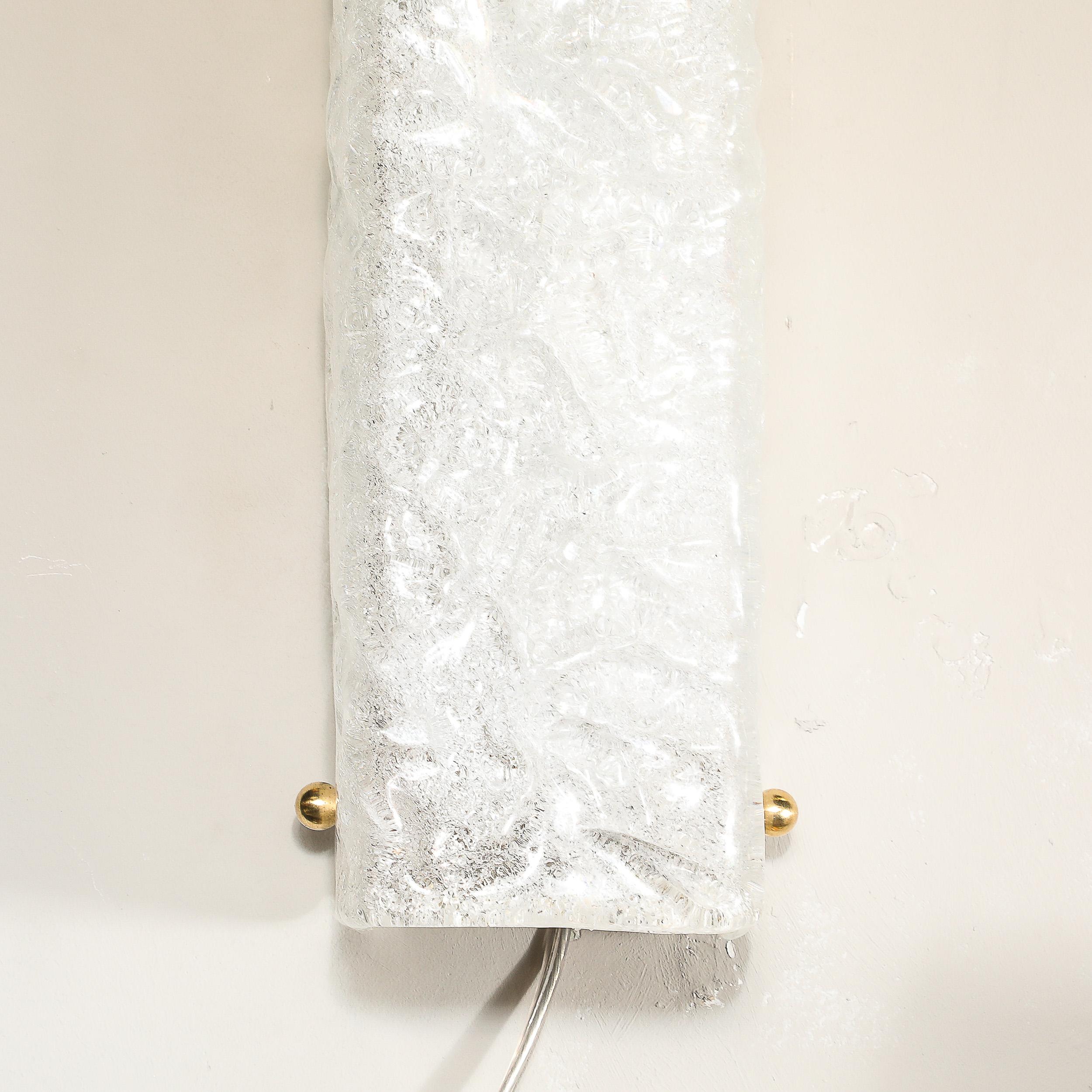 Appliques rectangulaires modernistes en verre de Murano moulé à la main avec raccords en laiton en vente 9