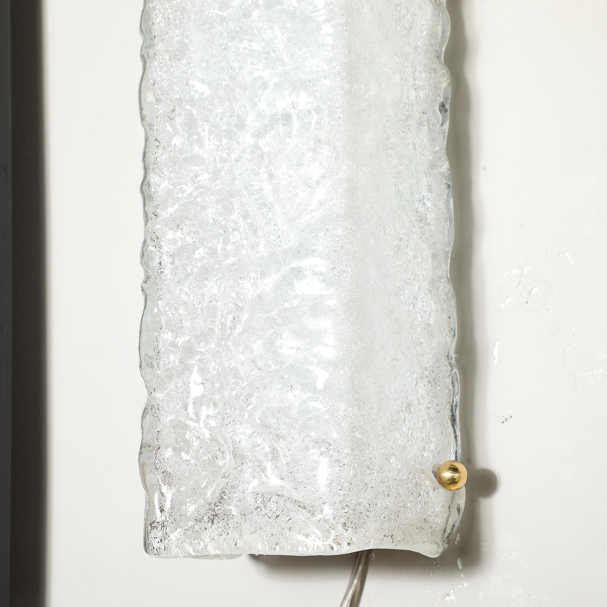 Appliques rectangulaires modernistes en verre de Murano moulé à la main avec raccords en laiton en vente 11