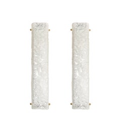 Appliques rectangulaires modernistes en verre de Murano moulé à la main avec raccords en laiton
