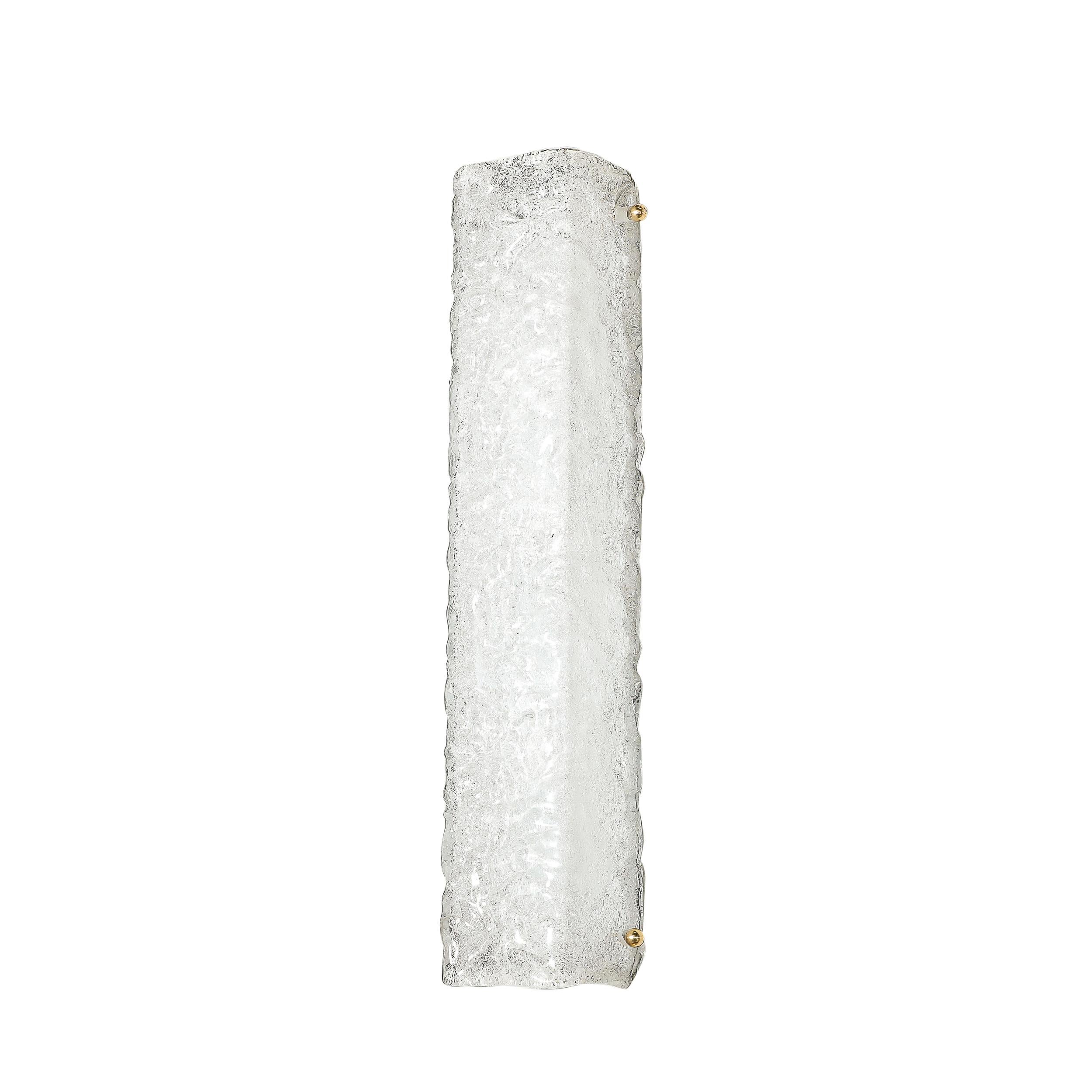 XXIe siècle et contemporain Appliques rectangulaires modernistes en verre de Murano moulé à la main avec raccords en laiton en vente