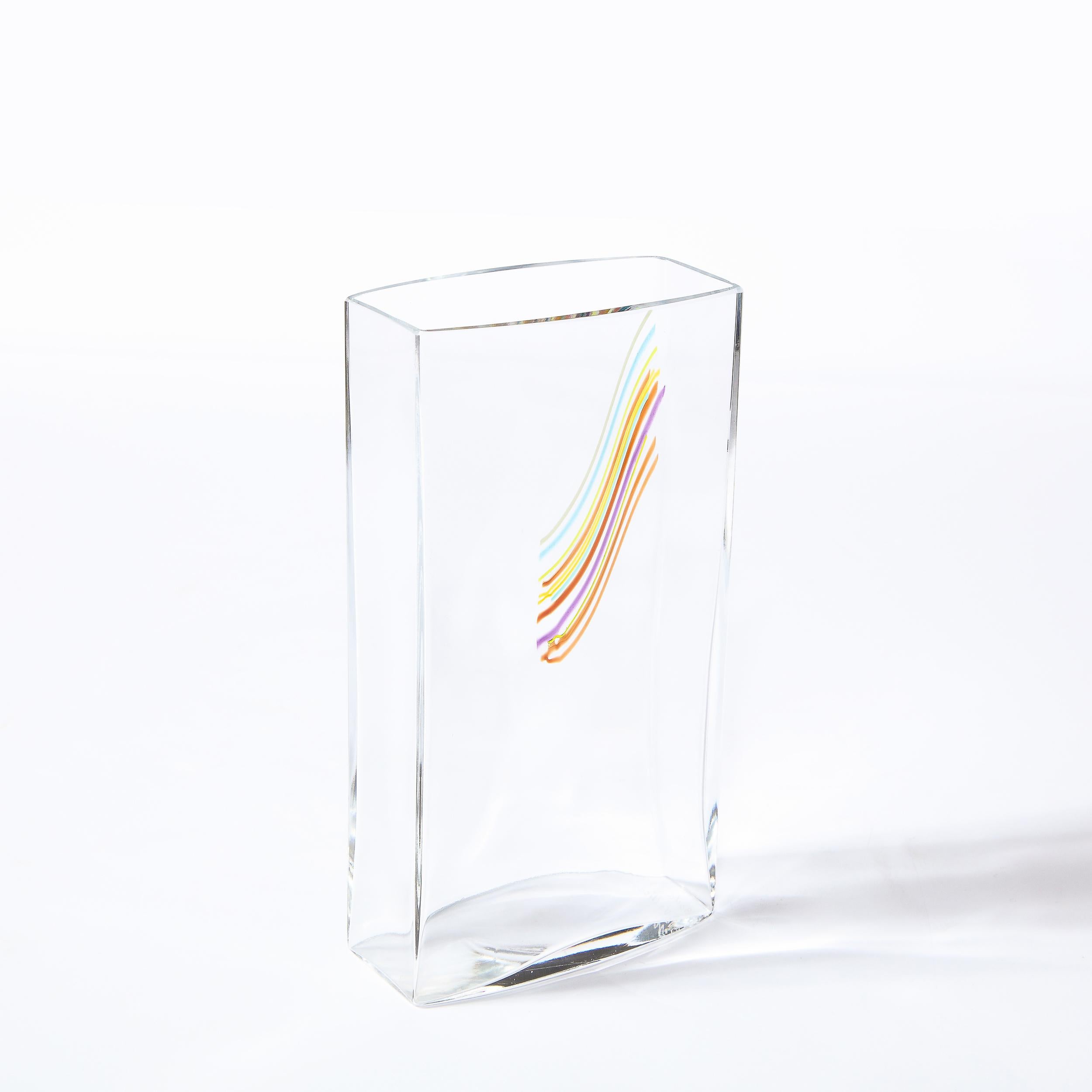 Modernist Rectangular Translucent Glass Vase by Bertil Vallien for Kosta Boda For Sale 4